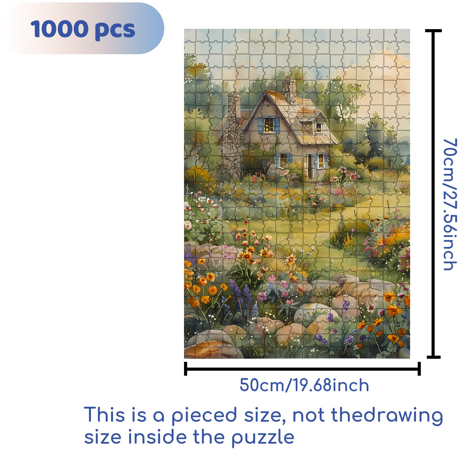 Country House 2 500pcs/1000pcs Jigsaw Puzzle, Scratch-Resistant, Interactive Family Game & Brain-Boosting DIY Decor, Perfect for Halloween, Christmas & New Year Gifts, Family Puzzle Game