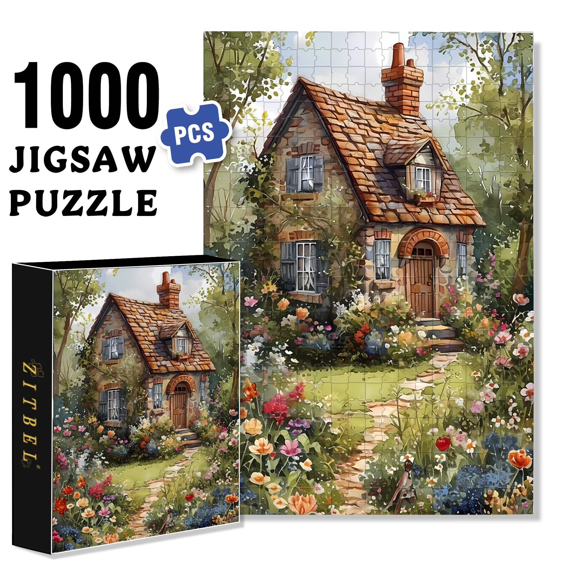 Country House 500pcs/1000pcs Jigsaw Puzzle, Scratch-Resistant, Interactive Family Game & Brain-Boosting DIY Decor, Perfect for Halloween, Christmas & New Year Gifts, Family Puzzle Game