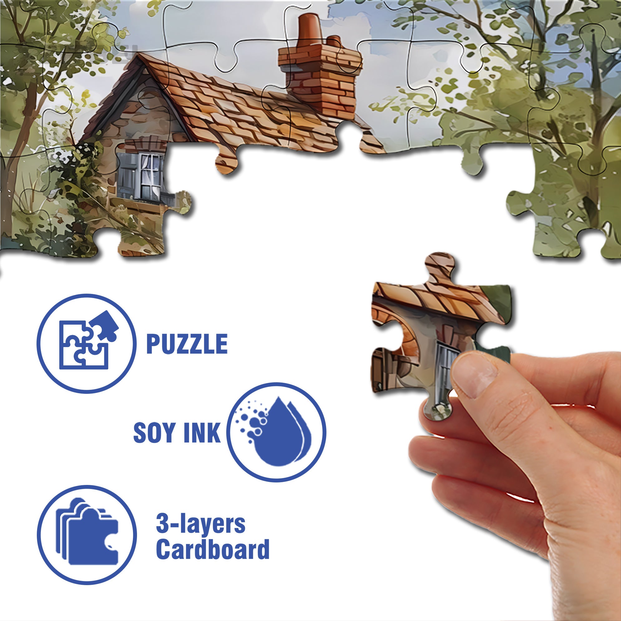 Country House 500pcs/1000pcs Jigsaw Puzzle, Scratch-Resistant, Interactive Family Game & Brain-Boosting DIY Decor, Perfect for Halloween, Christmas & New Year Gifts, Family Puzzle Game
