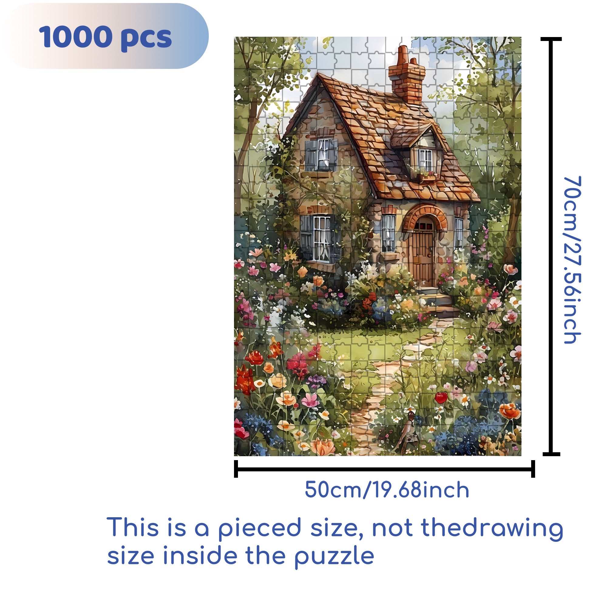 Country House 500pcs/1000pcs Jigsaw Puzzle, Scratch-Resistant, Interactive Family Game & Brain-Boosting DIY Decor, Perfect for Halloween, Christmas & New Year Gifts, Family Puzzle Game