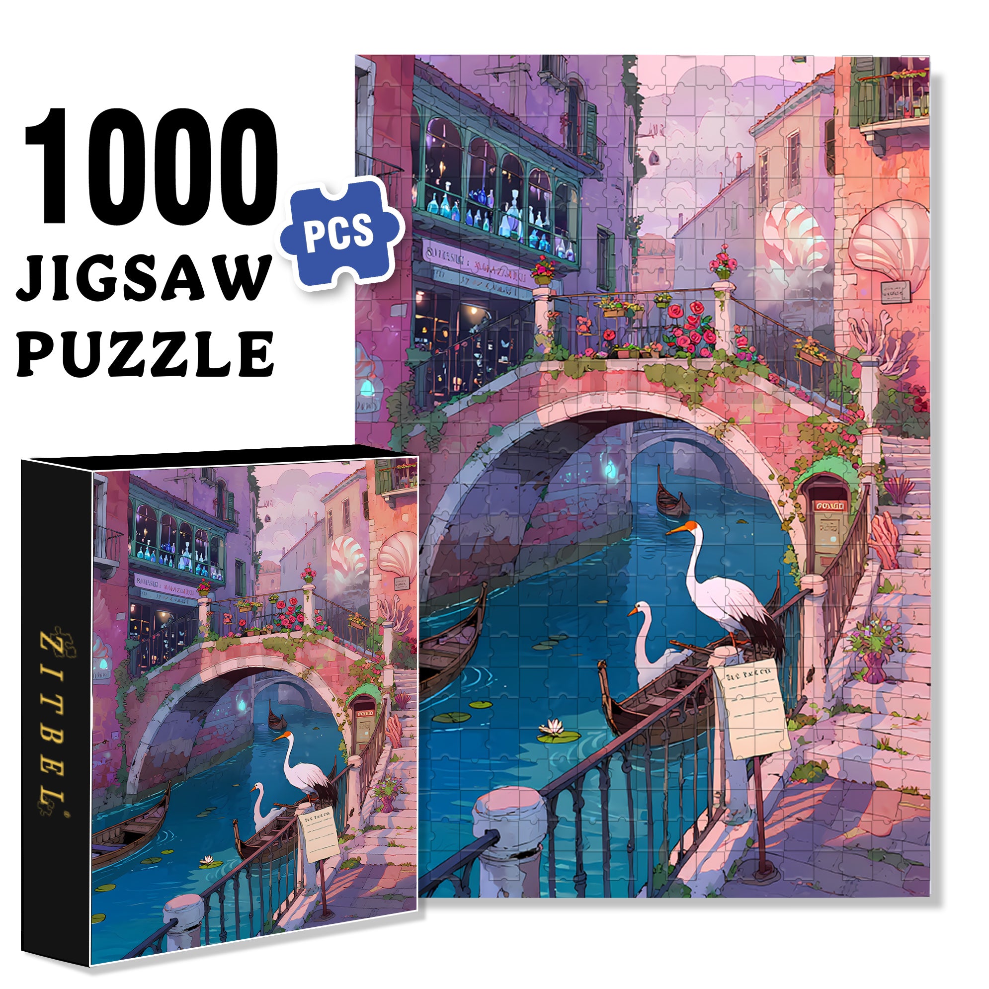 European Town 500pcs/1000pcs Jigsaw Puzzle, Scratch-Resistant, Interactive Family Game & Brain-Boosting DIY Decor, Perfect for Halloween, Christmas & New Year Gifts, Family Puzzle Game