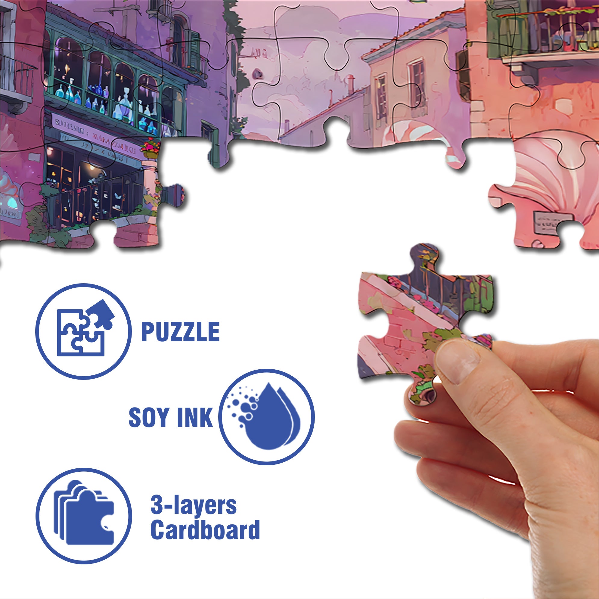 European Town 500pcs/1000pcs Jigsaw Puzzle, Scratch-Resistant, Interactive Family Game & Brain-Boosting DIY Decor, Perfect for Halloween, Christmas & New Year Gifts, Family Puzzle Game