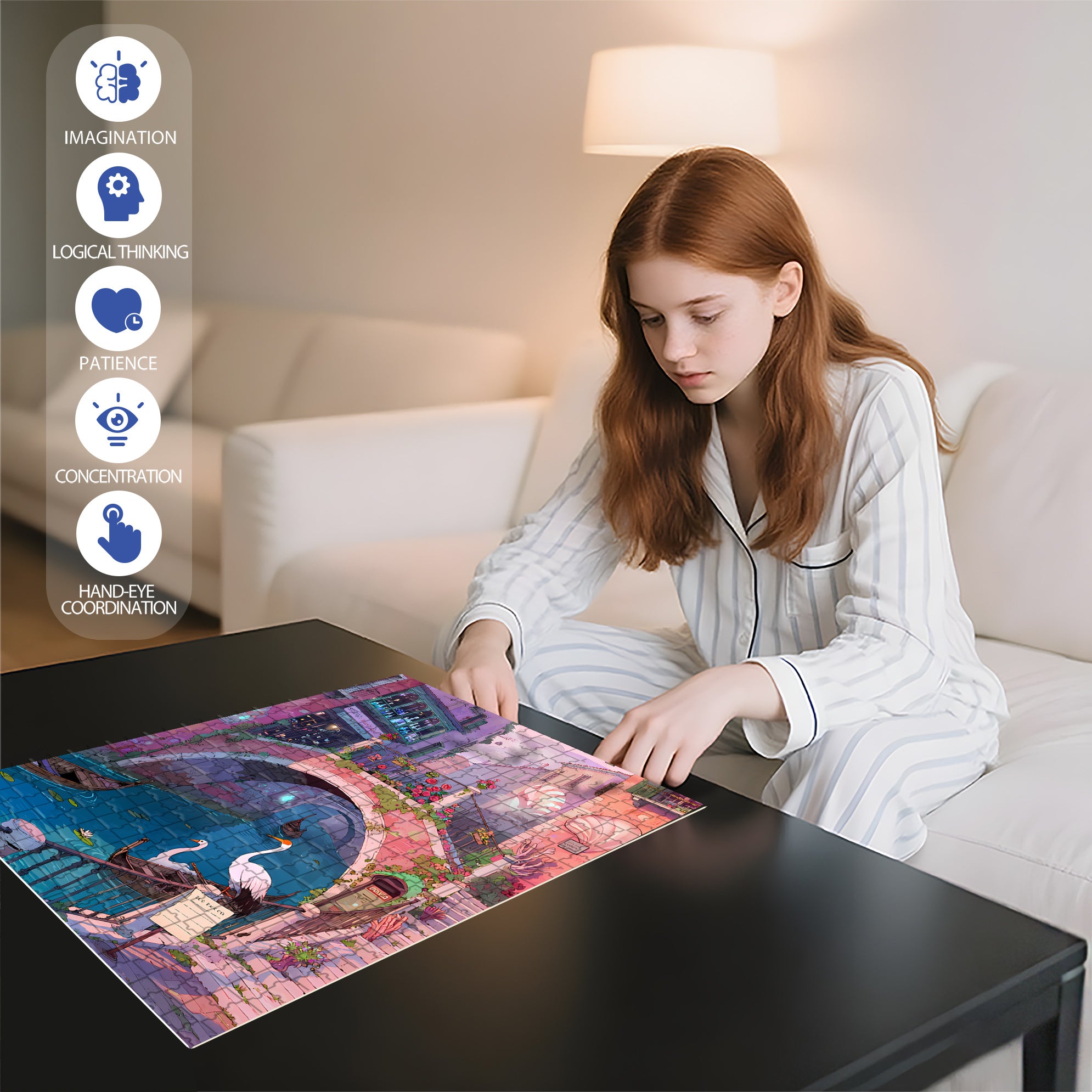 European Town 500pcs/1000pcs Jigsaw Puzzle, Scratch-Resistant, Interactive Family Game & Brain-Boosting DIY Decor, Perfect for Halloween, Christmas & New Year Gifts, Family Puzzle Game