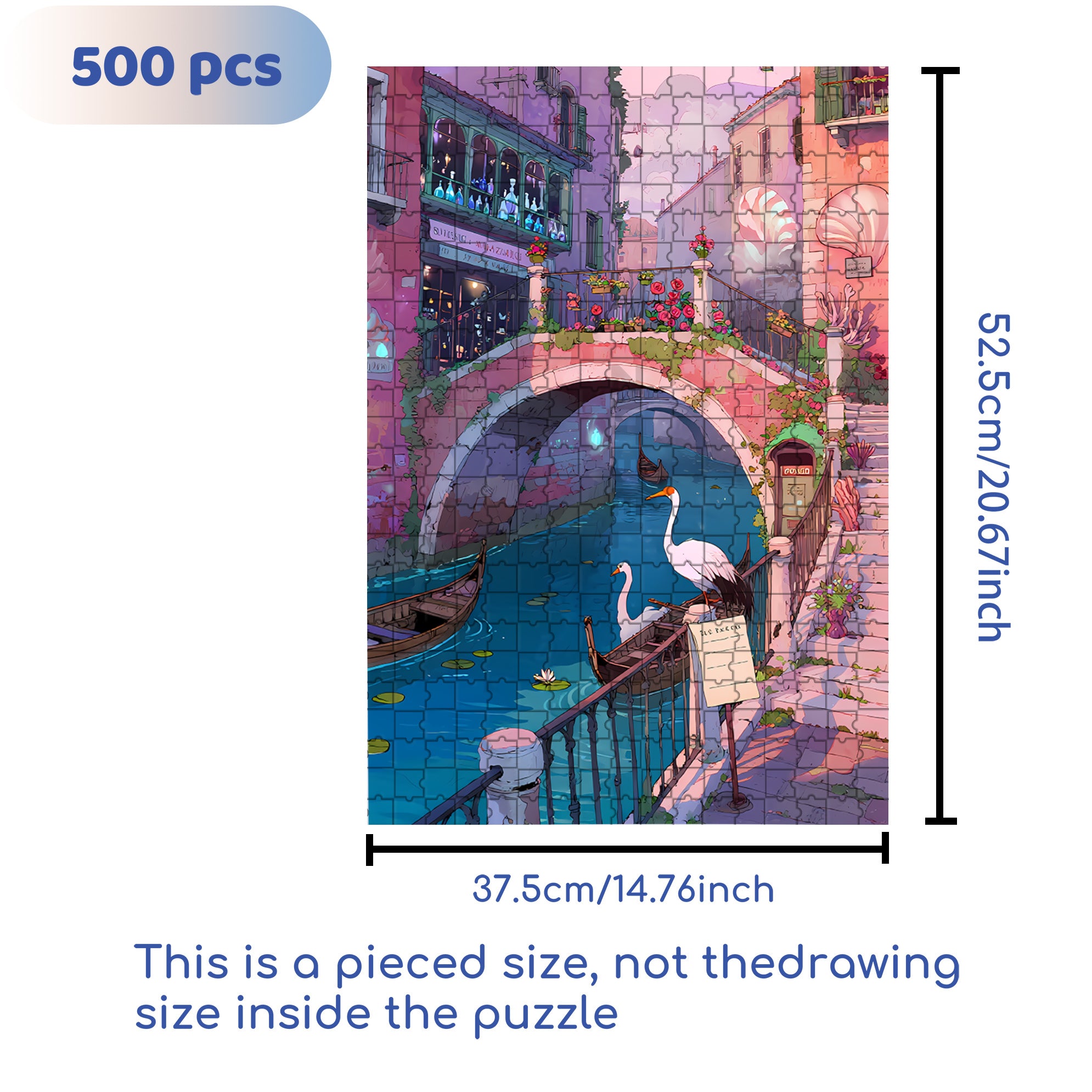 European Town 500pcs/1000pcs Jigsaw Puzzle, Scratch-Resistant, Interactive Family Game & Brain-Boosting DIY Decor, Perfect for Halloween, Christmas & New Year Gifts, Family Puzzle Game