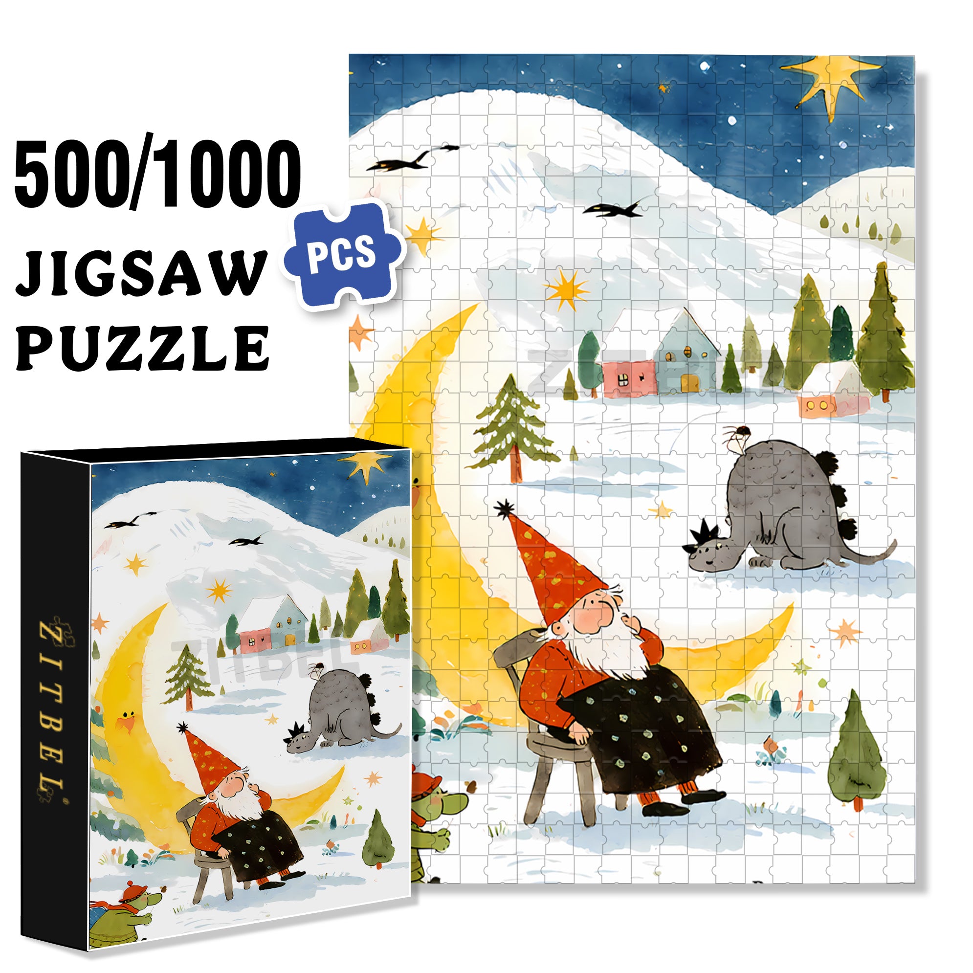 Fantasy Fairy Tale 500pcs/1000pcs Jigsaw Puzzle, Scratch-Resistant, Interactive Family Game & Brain-Boosting DIY Decor, Perfect for Halloween, Christmas & New Year Gifts, Family Puzzle Game