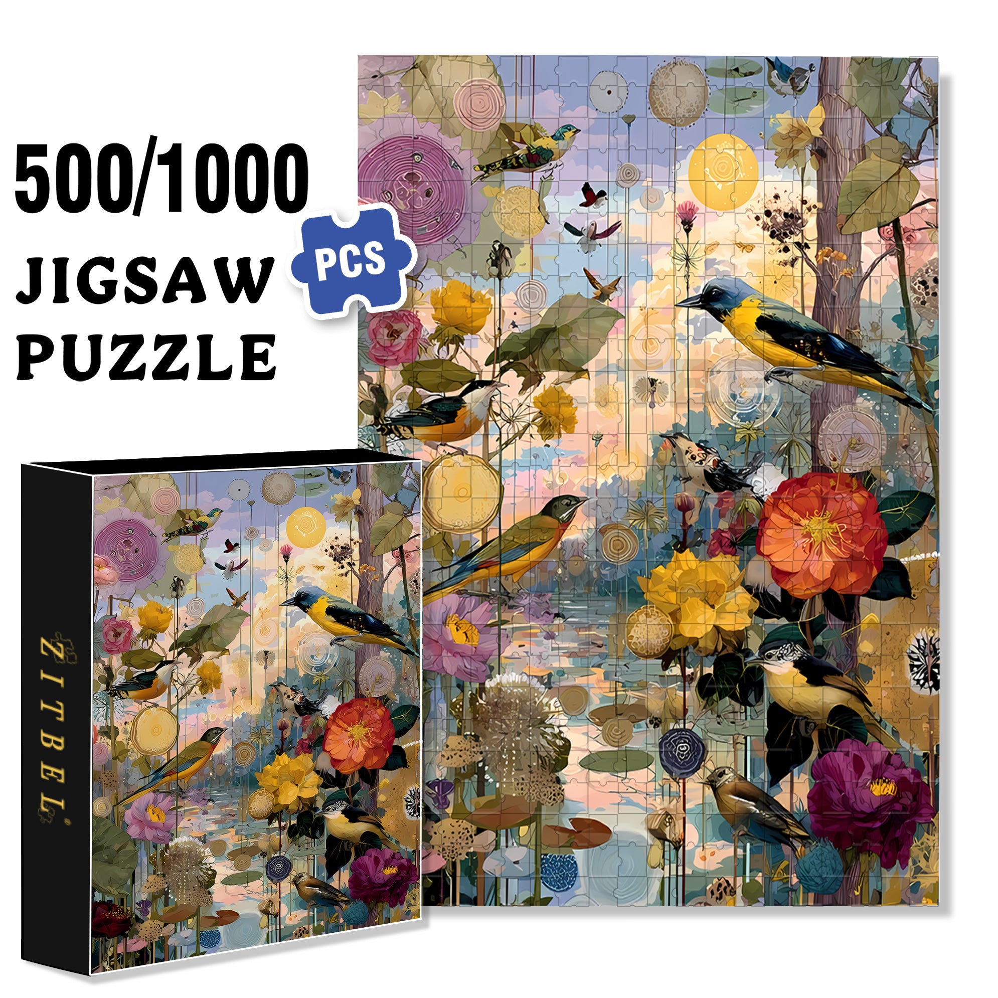 Flowers 500pcs/1000pcs Jigsaw Puzzle, Scratch-Resistant, Interactive Family Game & Brain-Boosting DIY Decor, Perfect for Halloween, Christmas & New Year Gifts, Family Puzzle Game