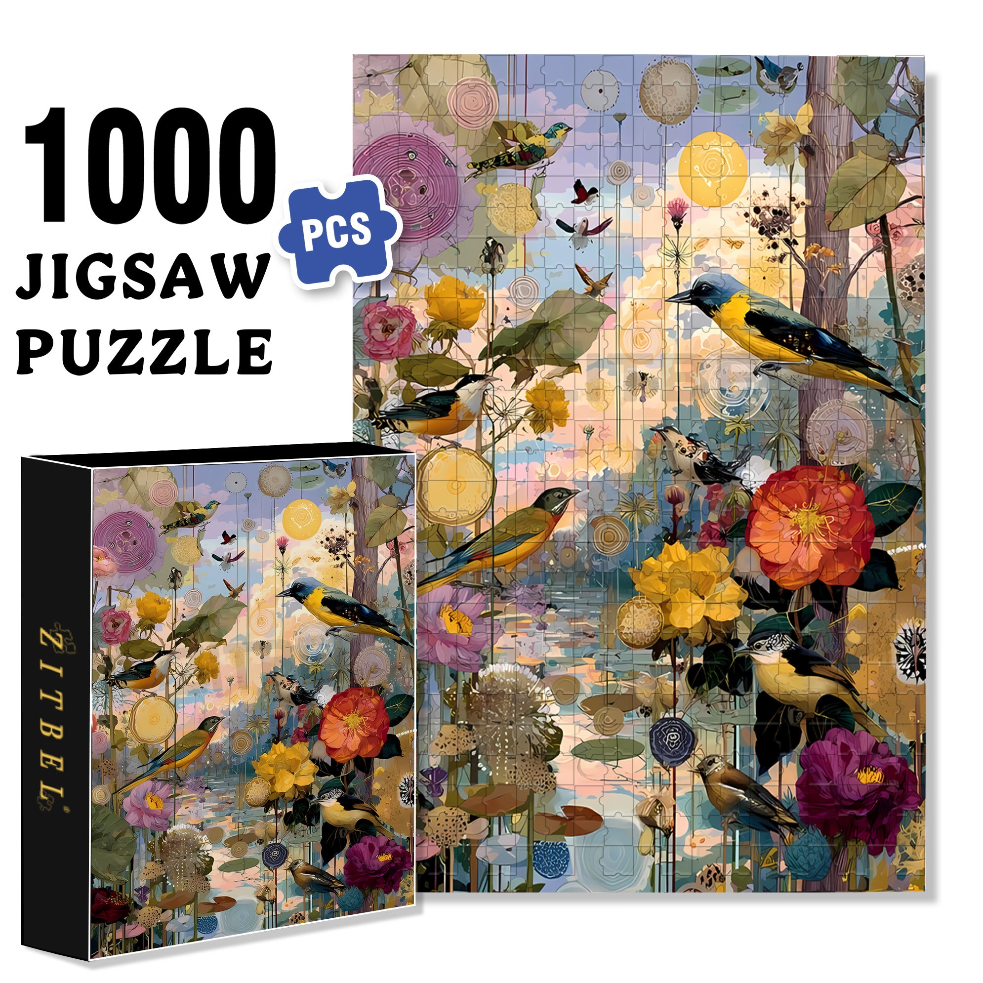 Flowers 500pcs/1000pcs Jigsaw Puzzle, Scratch-Resistant, Interactive Family Game & Brain-Boosting DIY Decor, Perfect for Halloween, Christmas & New Year Gifts, Family Puzzle Game