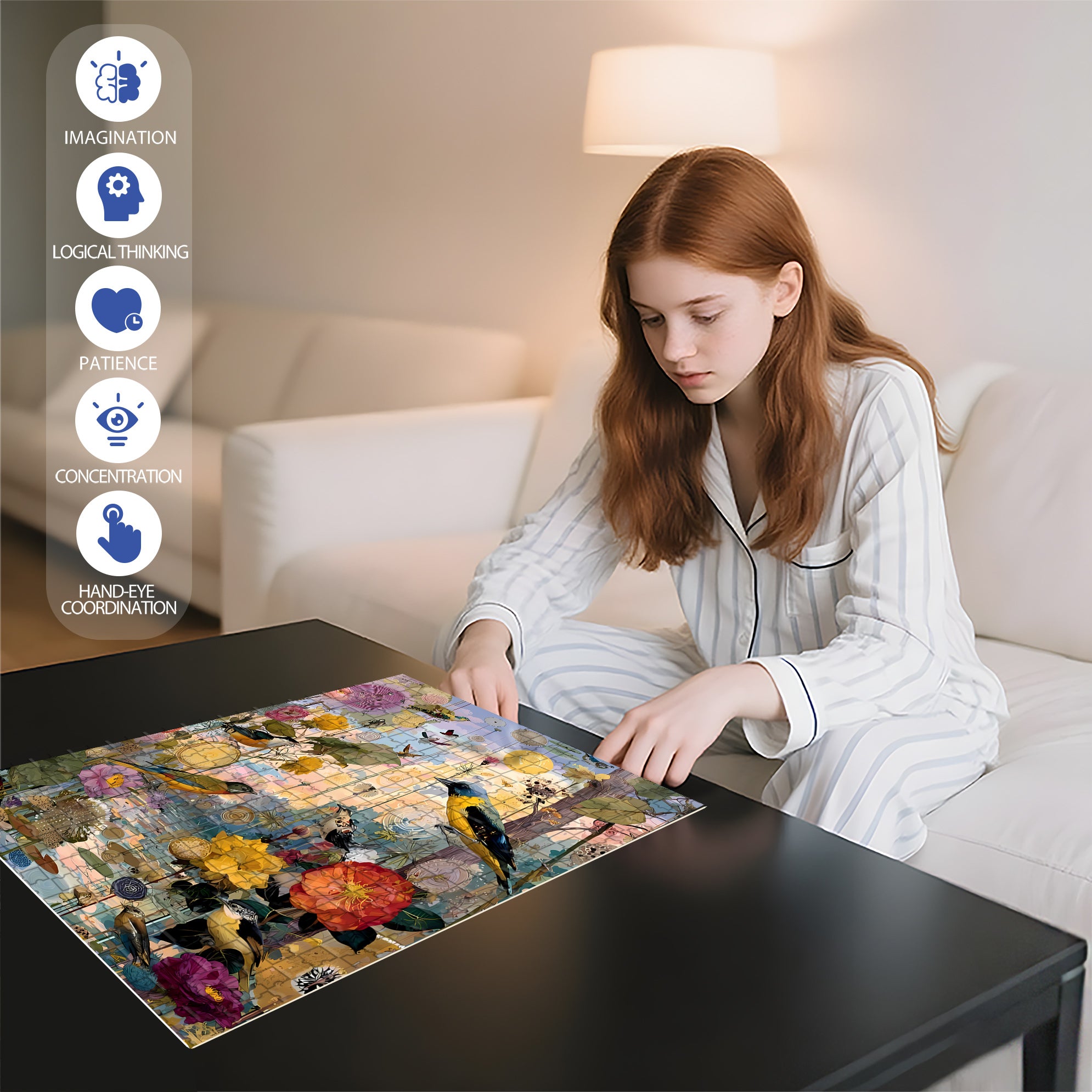 Flowers 500pcs/1000pcs Jigsaw Puzzle, Scratch-Resistant, Interactive Family Game & Brain-Boosting DIY Decor, Perfect for Halloween, Christmas & New Year Gifts, Family Puzzle Game