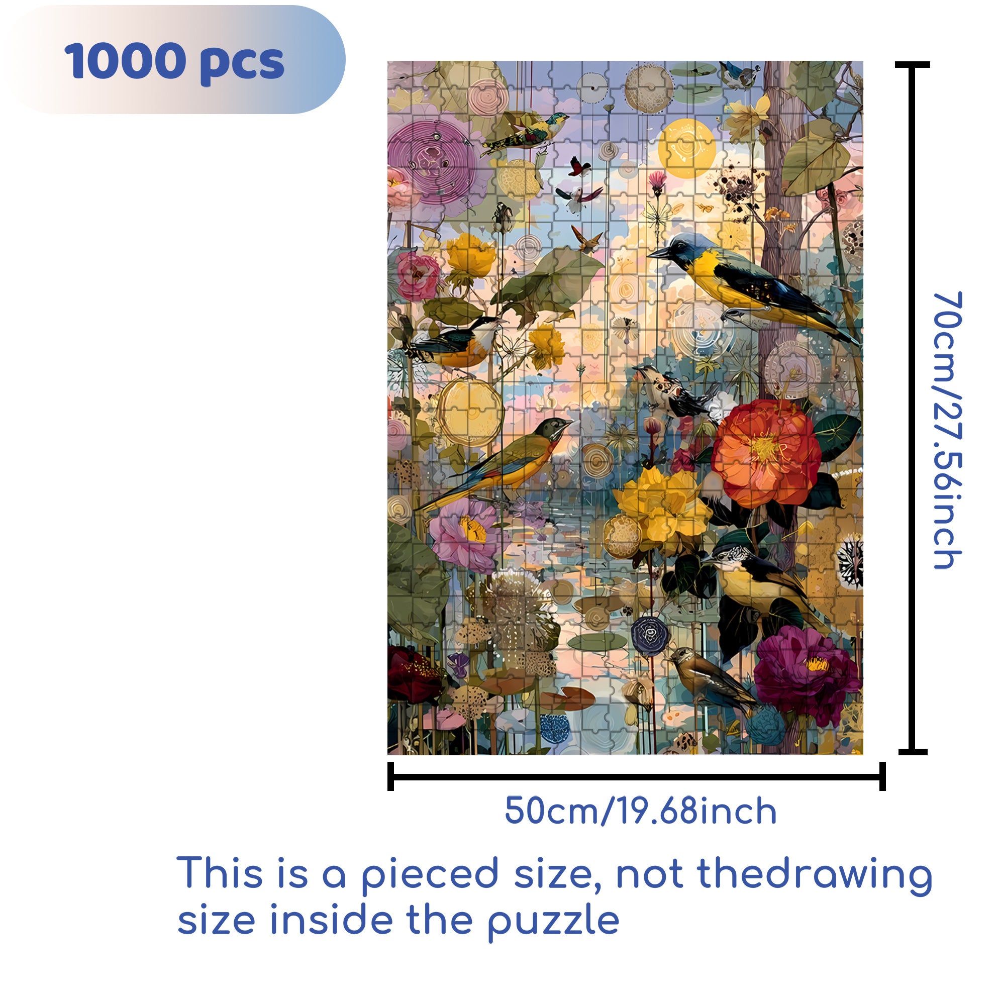 Flowers 500pcs/1000pcs Jigsaw Puzzle, Scratch-Resistant, Interactive Family Game & Brain-Boosting DIY Decor, Perfect for Halloween, Christmas & New Year Gifts, Family Puzzle Game