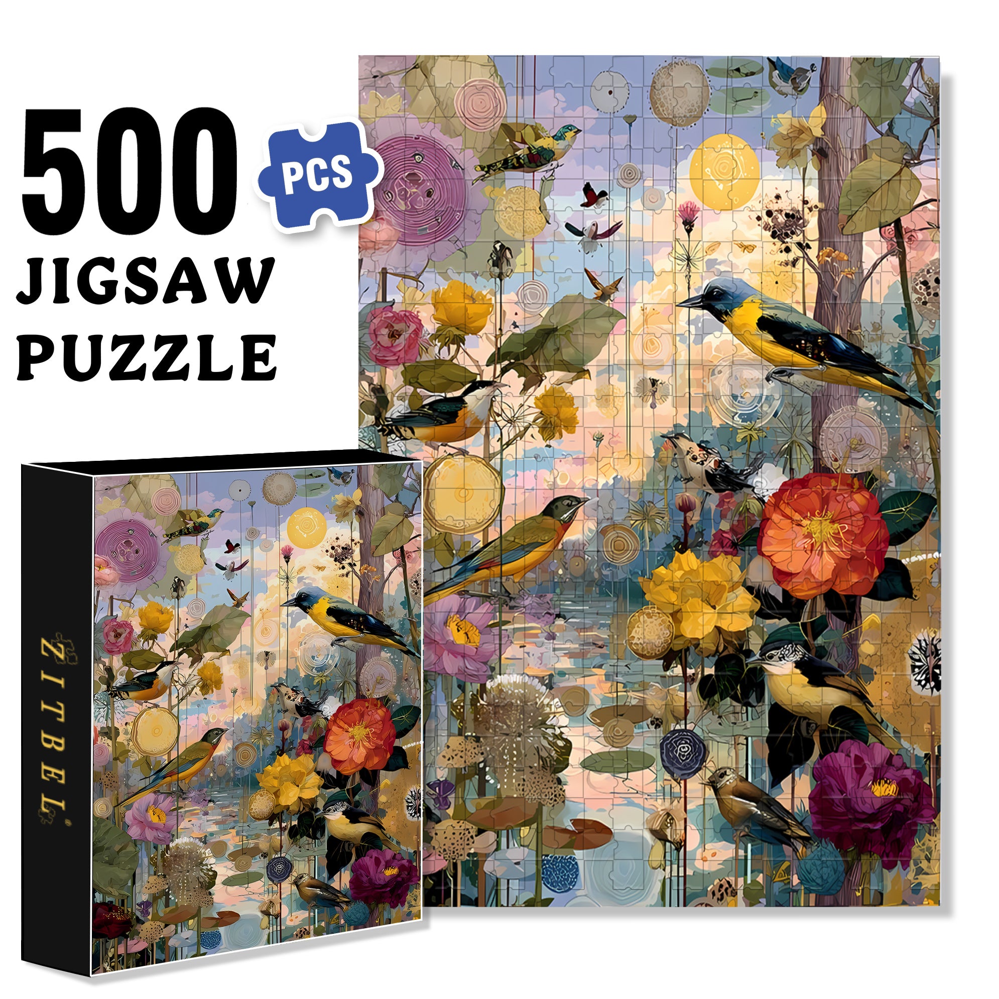 Flowers 500pcs/1000pcs Jigsaw Puzzle, Scratch-Resistant, Interactive Family Game & Brain-Boosting DIY Decor, Perfect for Halloween, Christmas & New Year Gifts, Family Puzzle Game