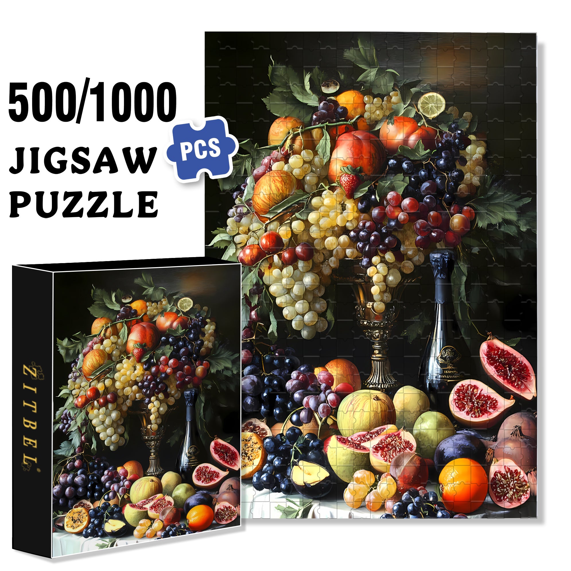 Fruit Feast 500pcs/1000pcs Jigsaw Puzzle, Scratch-Resistant, Interactive Family Game & Brain-Boosting DIY Decor, Perfect for Halloween, Christmas & New Year Gifts, Family Puzzle Game