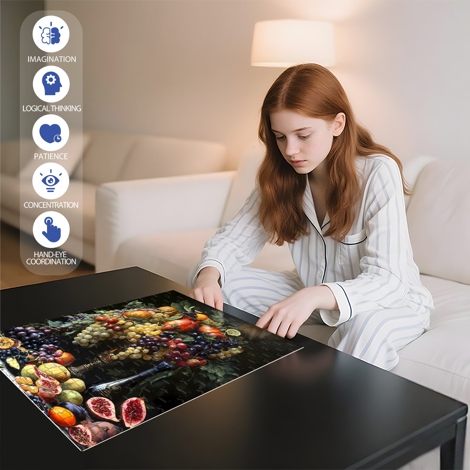 Fruit Feast 500pcs/1000pcs Jigsaw Puzzle, Scratch-Resistant, Interactive Family Game & Brain-Boosting DIY Decor, Perfect for Halloween, Christmas & New Year Gifts, Family Puzzle Game