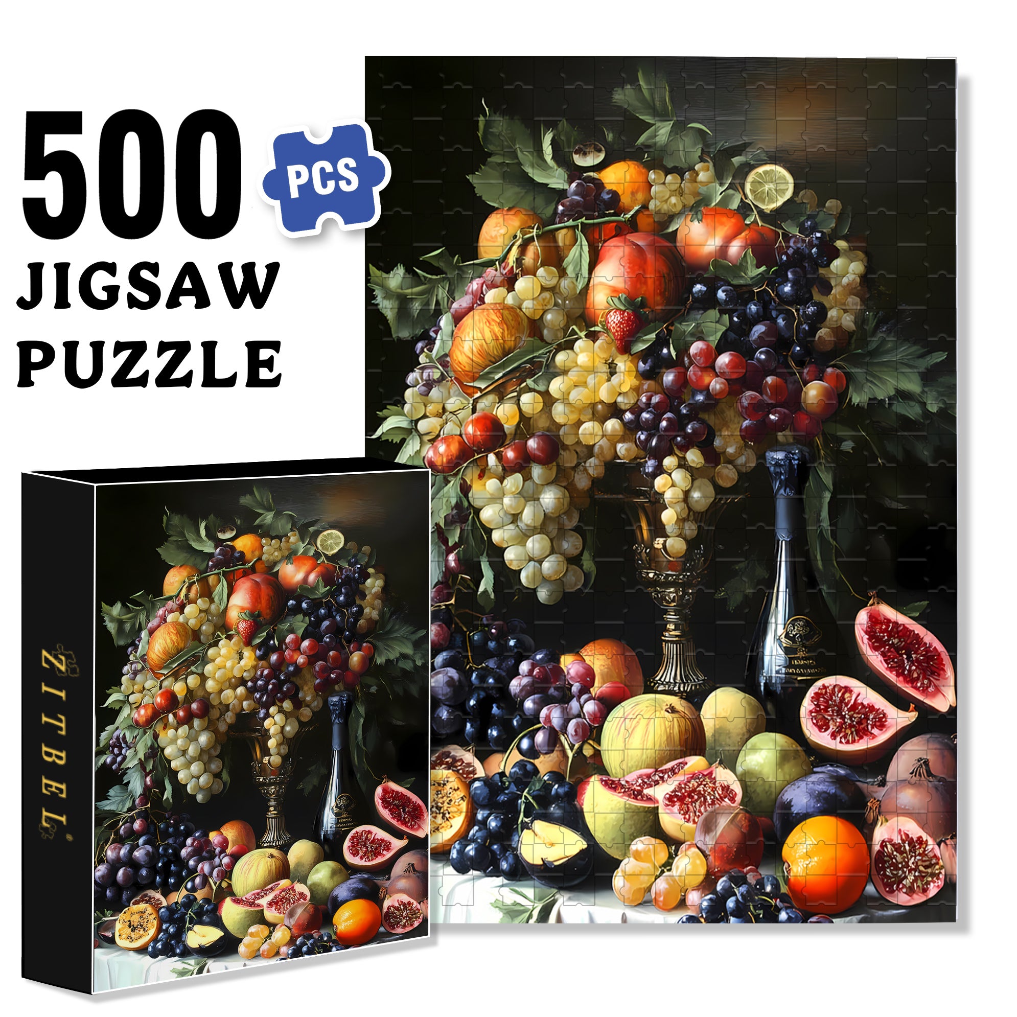 Fruit Feast 500pcs/1000pcs Jigsaw Puzzle, Scratch-Resistant, Interactive Family Game & Brain-Boosting DIY Decor, Perfect for Halloween, Christmas & New Year Gifts, Family Puzzle Game