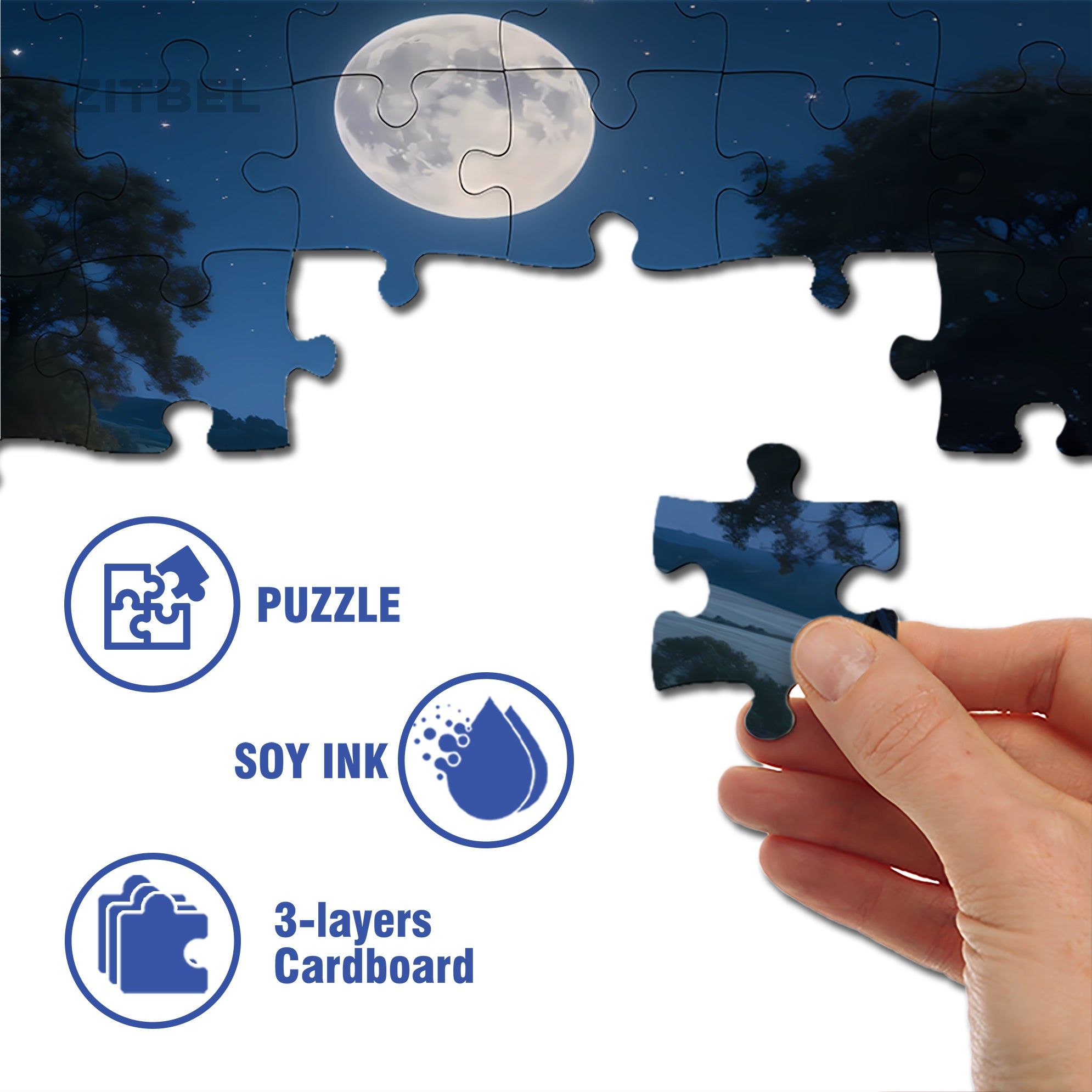 Full Moon Night 500pcs/1000pcs Jigsaw Puzzle, Scratch-Resistant, Interactive Family Game & Brain-Boosting DIY Decor, Perfect for Halloween, Christmas & New Year Gifts, Family Puzzle Game