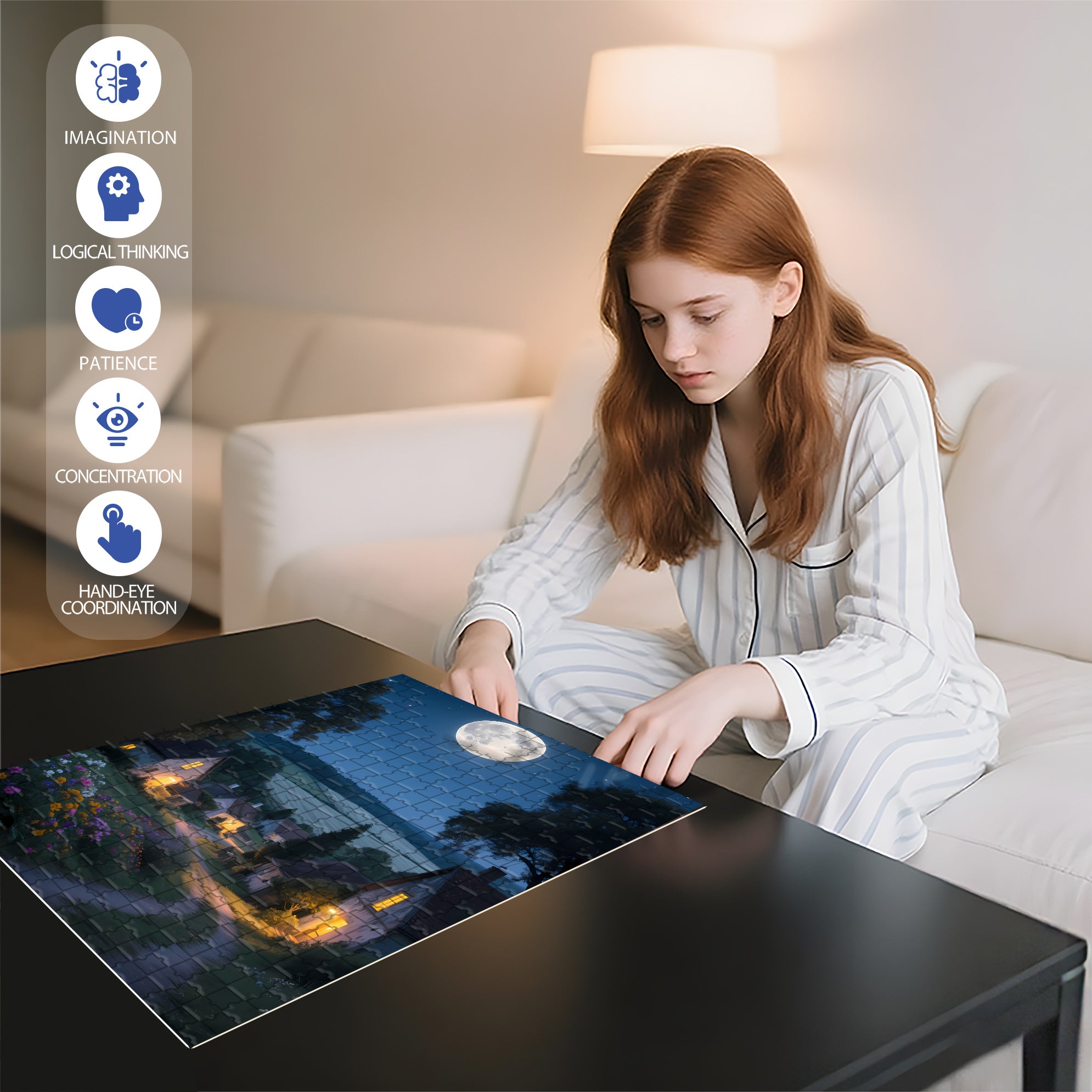 Full Moon Night 500pcs/1000pcs Jigsaw Puzzle, Scratch-Resistant, Interactive Family Game & Brain-Boosting DIY Decor, Perfect for Halloween, Christmas & New Year Gifts, Family Puzzle Game