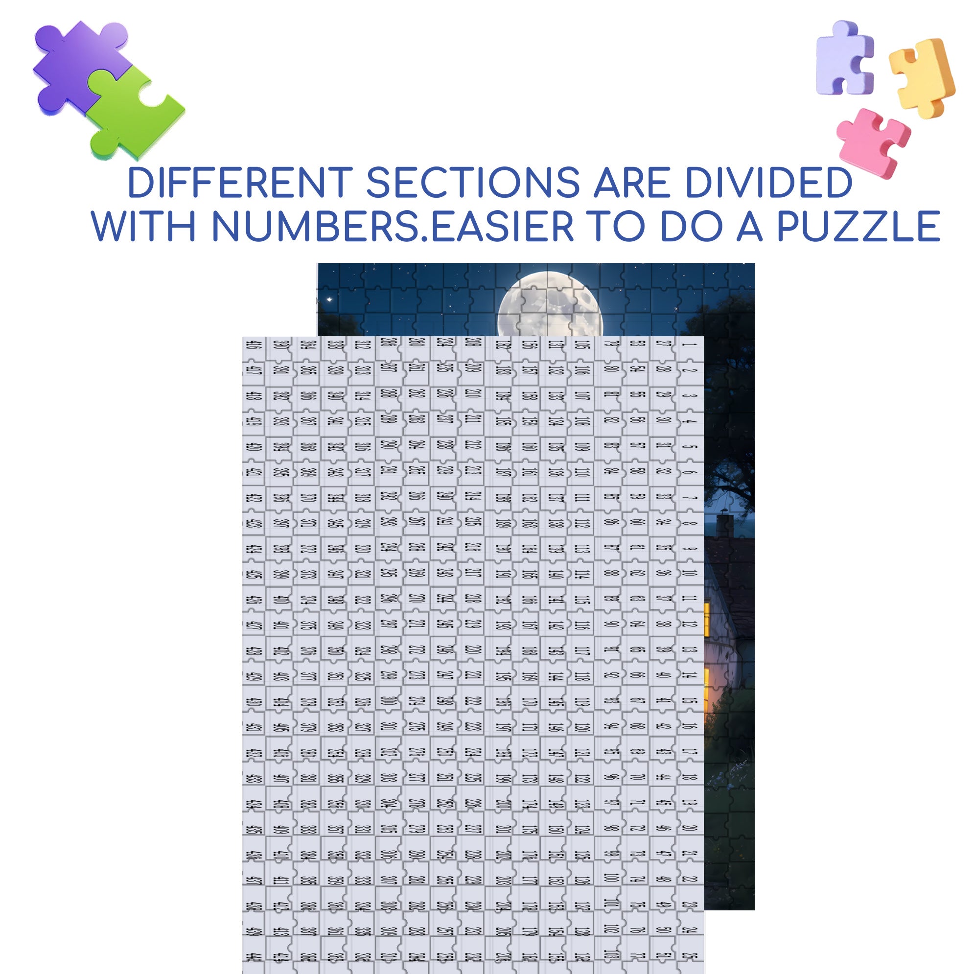 Full Moon Night 500pcs/1000pcs Jigsaw Puzzle, Scratch-Resistant, Interactive Family Game & Brain-Boosting DIY Decor, Perfect for Halloween, Christmas & New Year Gifts, Family Puzzle Game