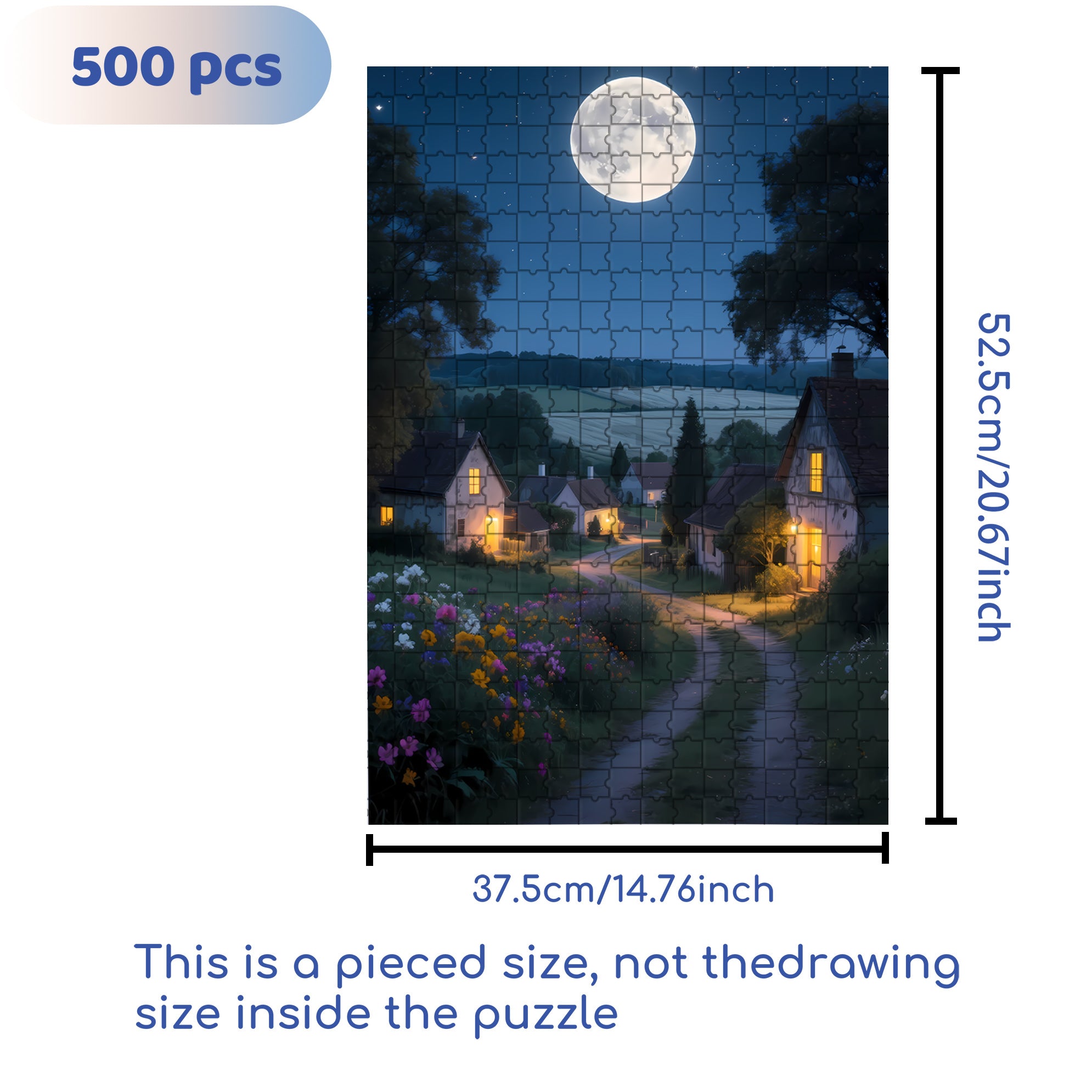 Full Moon Night 500pcs/1000pcs Jigsaw Puzzle, Scratch-Resistant, Interactive Family Game & Brain-Boosting DIY Decor, Perfect for Halloween, Christmas & New Year Gifts, Family Puzzle Game
