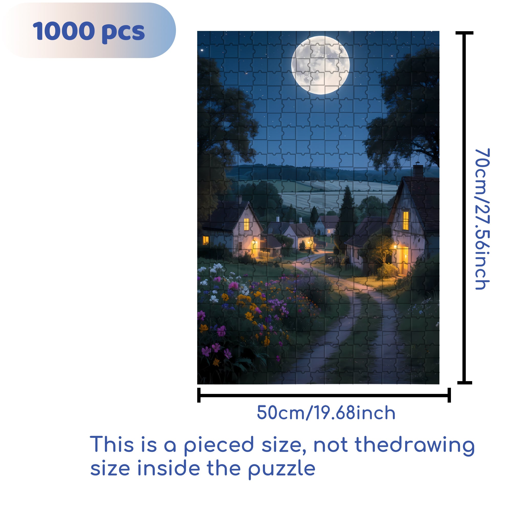Full Moon Night 500pcs/1000pcs Jigsaw Puzzle, Scratch-Resistant, Interactive Family Game & Brain-Boosting DIY Decor, Perfect for Halloween, Christmas & New Year Gifts, Family Puzzle Game