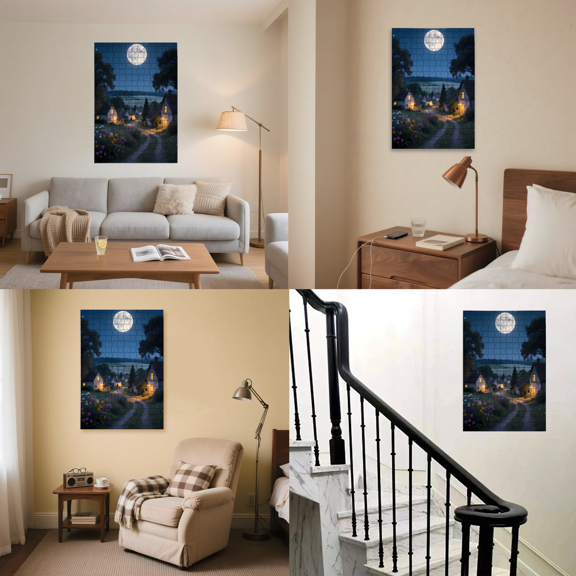 Full Moon Night 500pcs/1000pcs Jigsaw Puzzle, Scratch-Resistant, Interactive Family Game & Brain-Boosting DIY Decor, Perfect for Halloween, Christmas & New Year Gifts, Family Puzzle Game