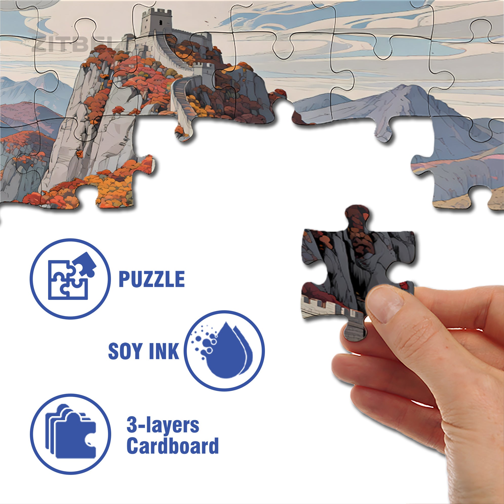 Great Wall 500pcs/1000pcs Jigsaw Puzzle, Scratch-Resistant, Interactive Family Game & Brain-Boosting DIY Decor, Perfect for Halloween, Christmas & New Year Gifts, Family Puzzle Game