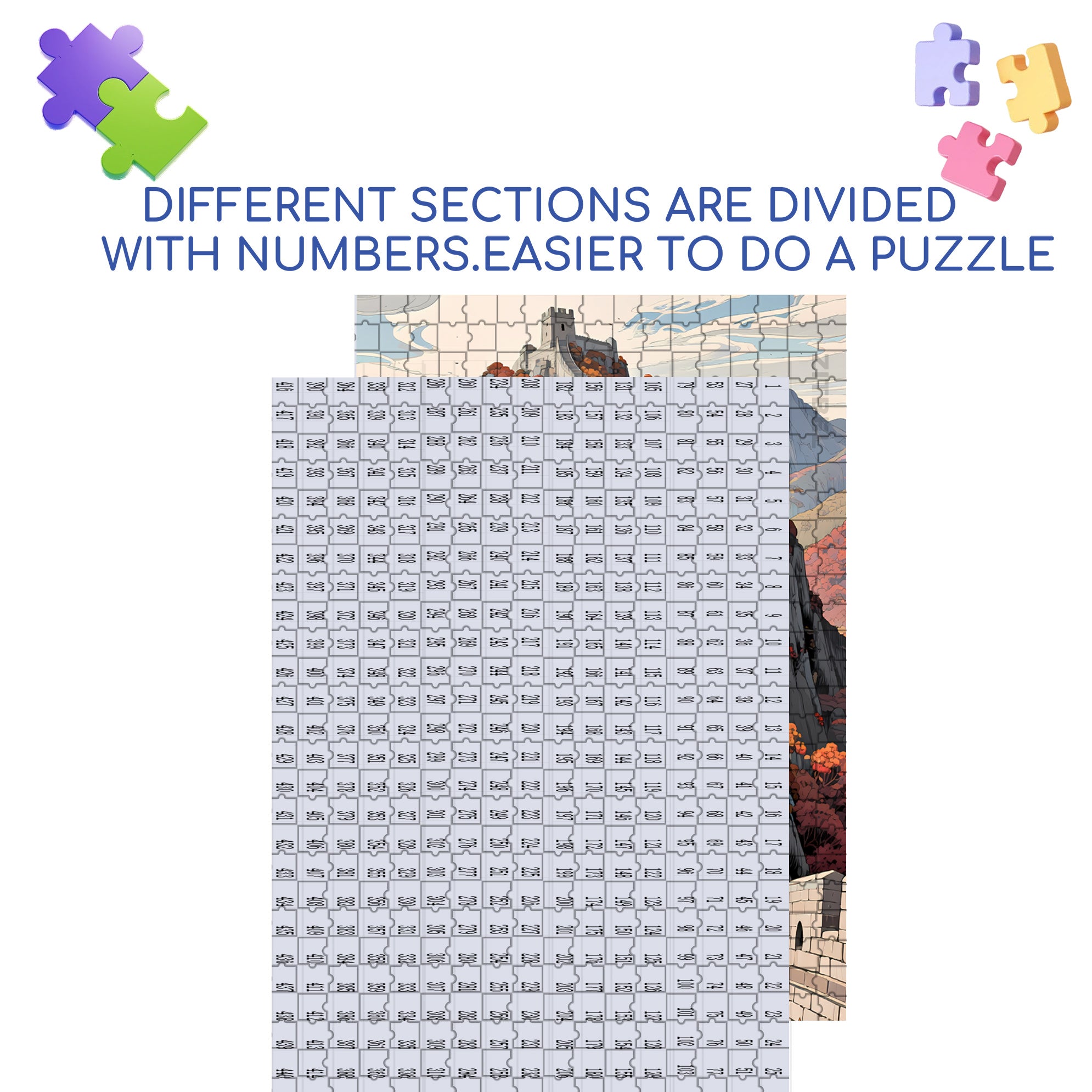 Great Wall 500pcs/1000pcs Jigsaw Puzzle, Scratch-Resistant, Interactive Family Game & Brain-Boosting DIY Decor, Perfect for Halloween, Christmas & New Year Gifts, Family Puzzle Game