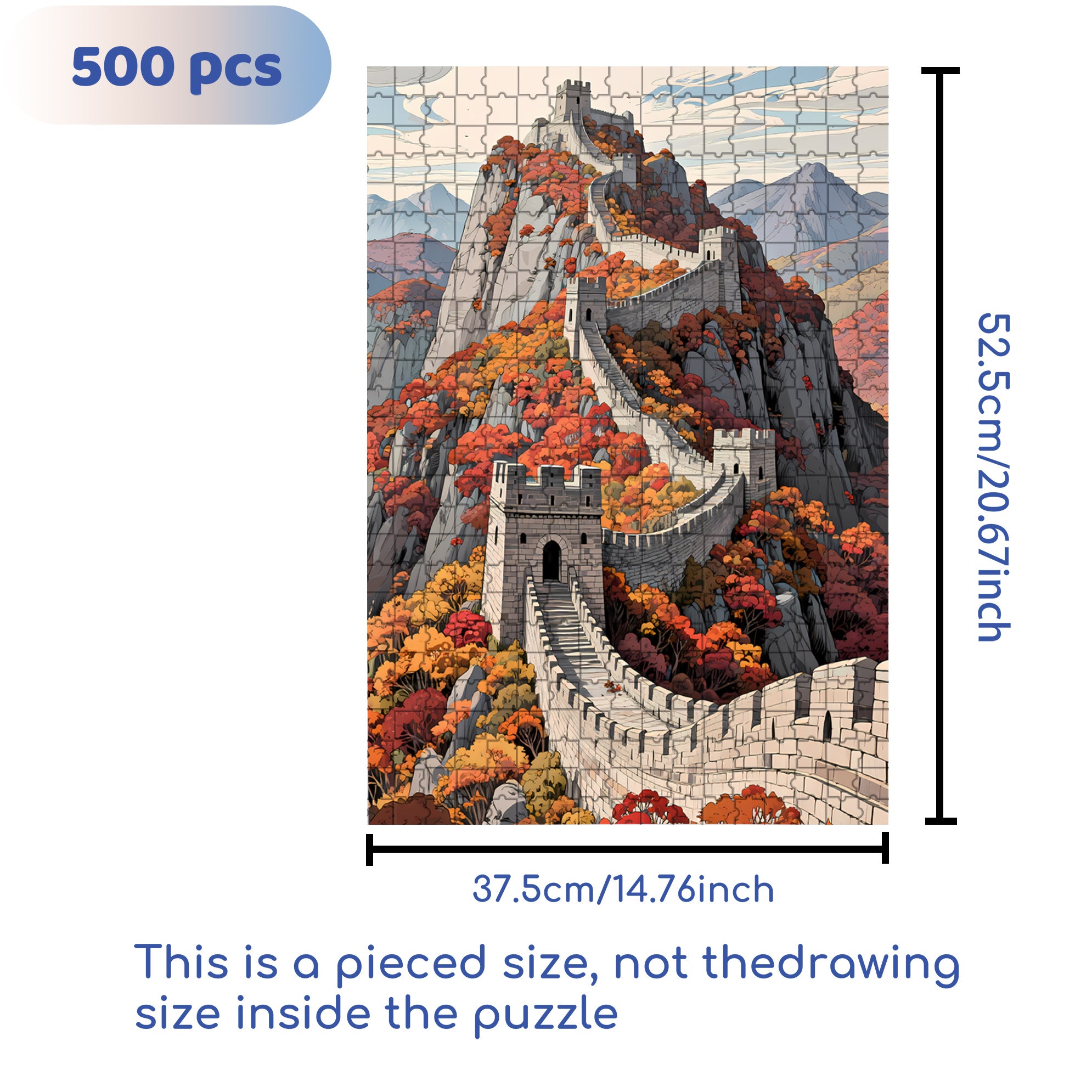 Great Wall 500pcs/1000pcs Jigsaw Puzzle, Scratch-Resistant, Interactive Family Game & Brain-Boosting DIY Decor, Perfect for Halloween, Christmas & New Year Gifts, Family Puzzle Game