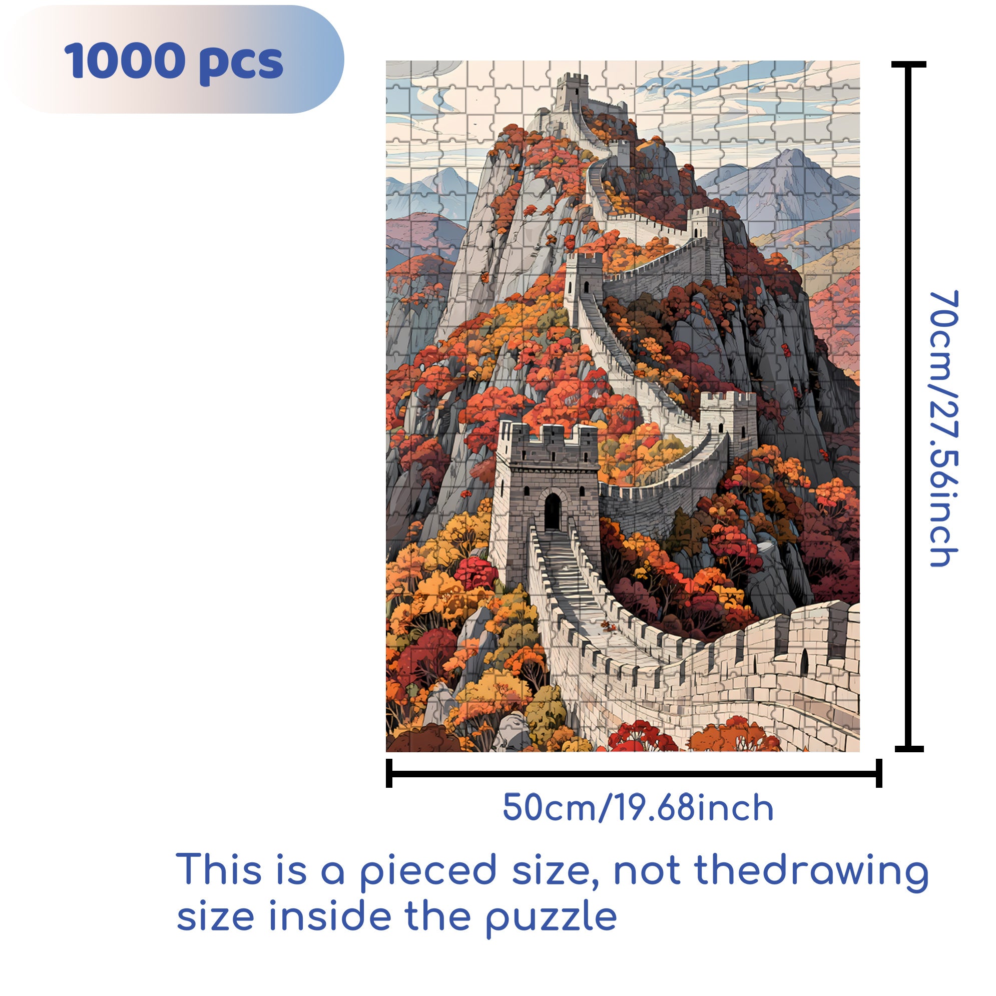 Great Wall 500pcs/1000pcs Jigsaw Puzzle, Scratch-Resistant, Interactive Family Game & Brain-Boosting DIY Decor, Perfect for Halloween, Christmas & New Year Gifts, Family Puzzle Game