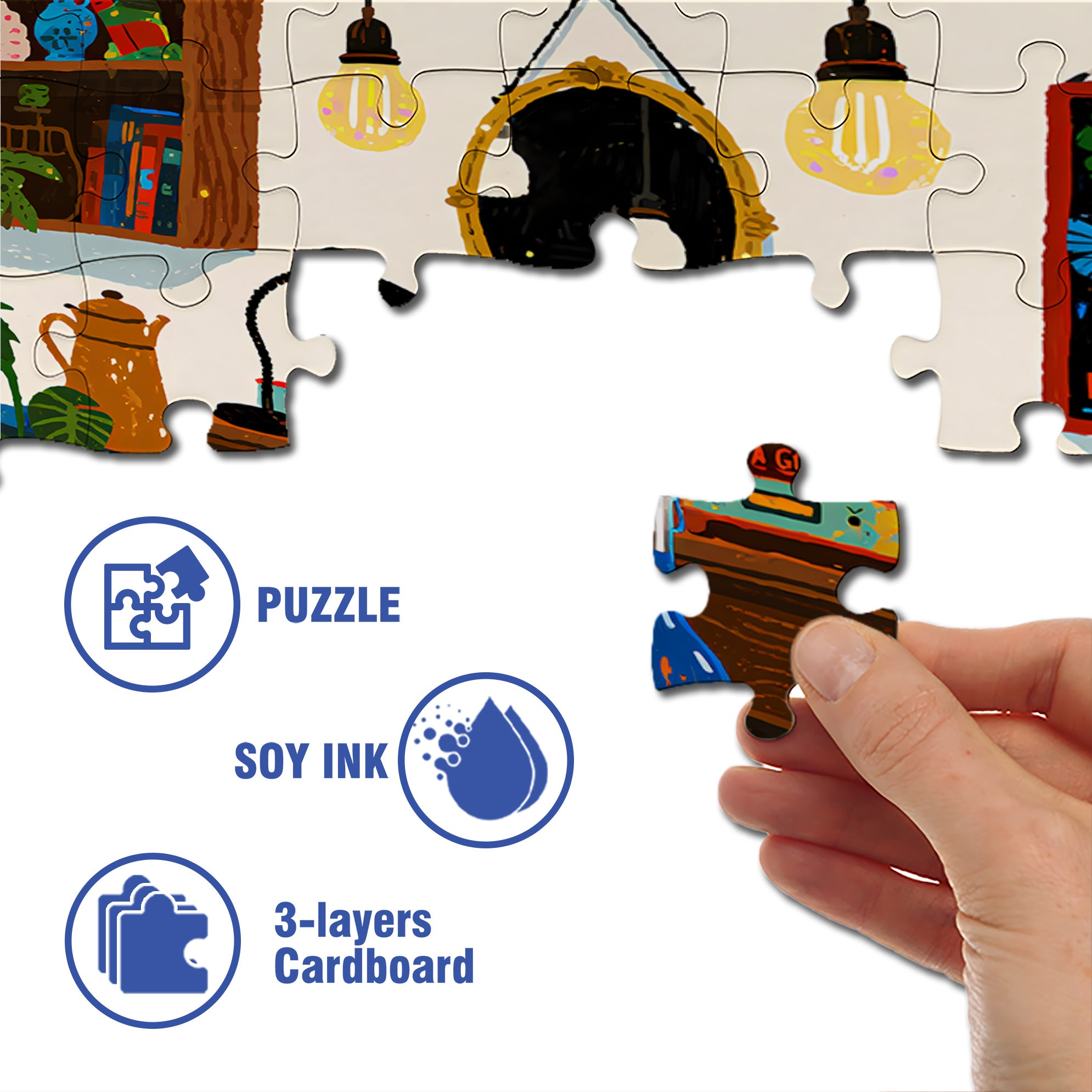 Happy Hour 500pcs/1000pcs Jigsaw Puzzle, Scratch-Resistant, Interactive Family Game & Brain-Boosting DIY Decor, Perfect for Halloween, Christmas & New Year Gifts, Family Puzzle Game