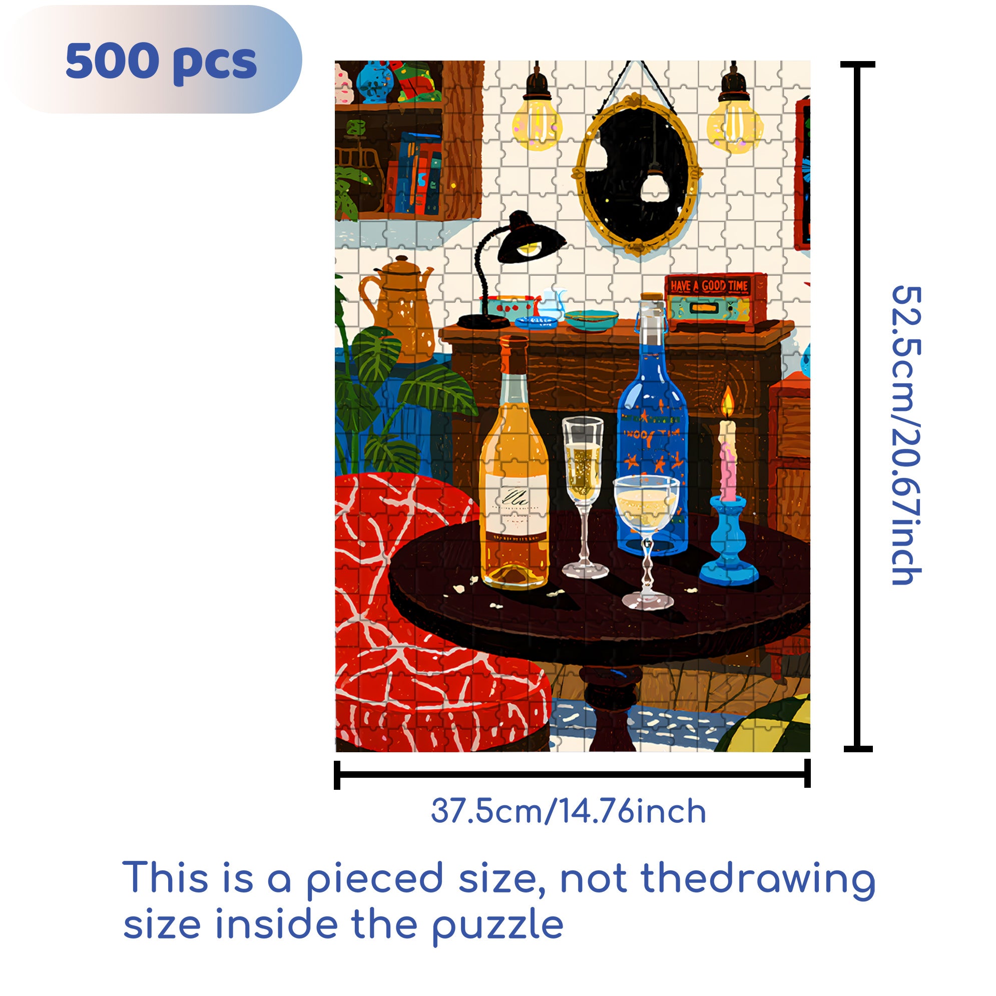 Happy Hour 500pcs/1000pcs Jigsaw Puzzle, Scratch-Resistant, Interactive Family Game & Brain-Boosting DIY Decor, Perfect for Halloween, Christmas & New Year Gifts, Family Puzzle Game