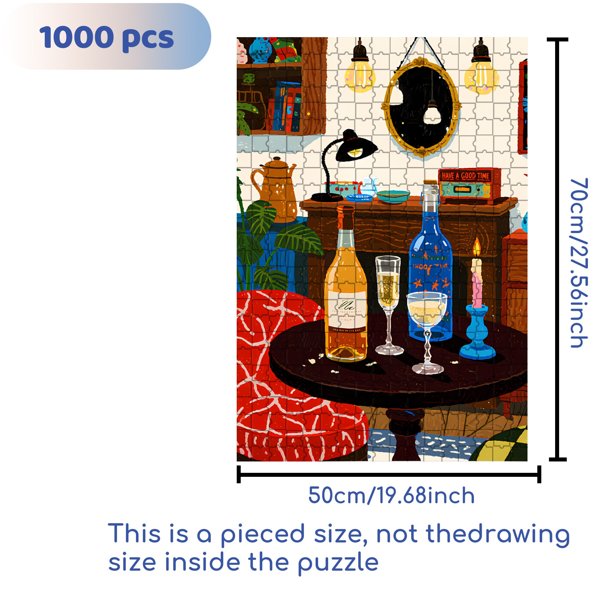 Happy Hour 500pcs/1000pcs Jigsaw Puzzle, Scratch-Resistant, Interactive Family Game & Brain-Boosting DIY Decor, Perfect for Halloween, Christmas & New Year Gifts, Family Puzzle Game