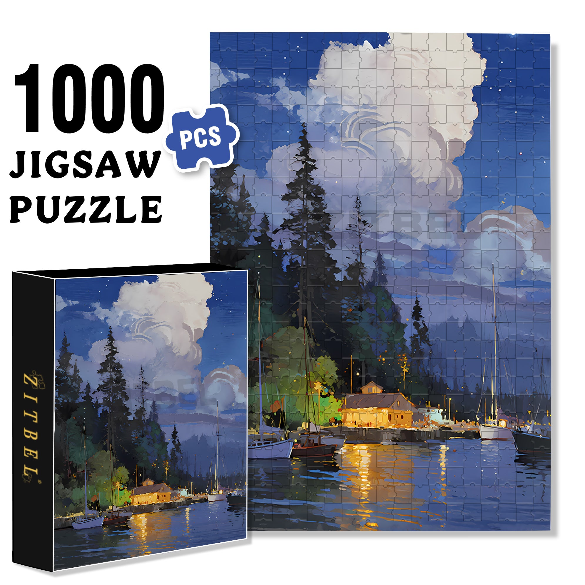 Harbor 500pcs/1000pcs Jigsaw Puzzle, Scratch-Resistant, Interactive Family Game & Brain-Boosting DIY Decor, Perfect for Halloween, Christmas & New Year Gifts, Family Puzzle Game