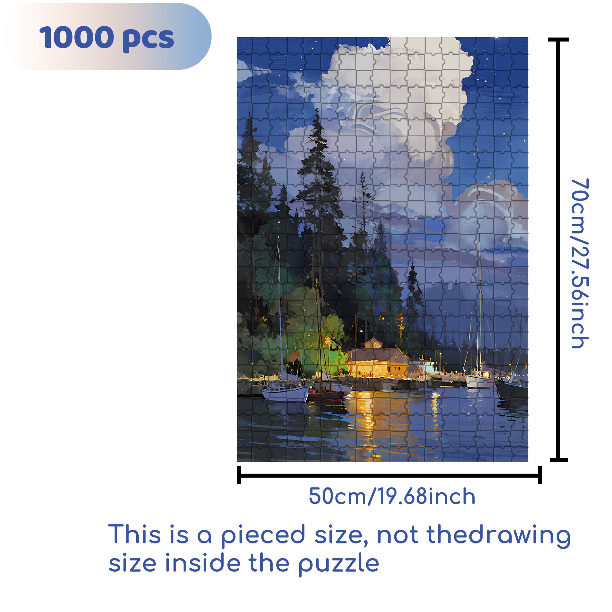 Harbor 500pcs/1000pcs Jigsaw Puzzle, Scratch-Resistant, Interactive Family Game & Brain-Boosting DIY Decor, Perfect for Halloween, Christmas & New Year Gifts, Family Puzzle Game