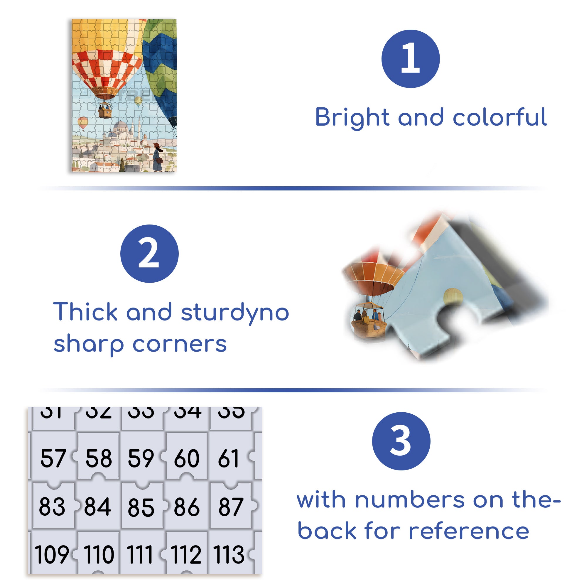 Hot Air Balloon 500pcs/1000pcs Jigsaw Puzzle, Scratch-Resistant, Interactive Family Game & Brain-Boosting DIY Decor, Perfect for Halloween, Christmas & New Year Gifts, Family Puzzle Game