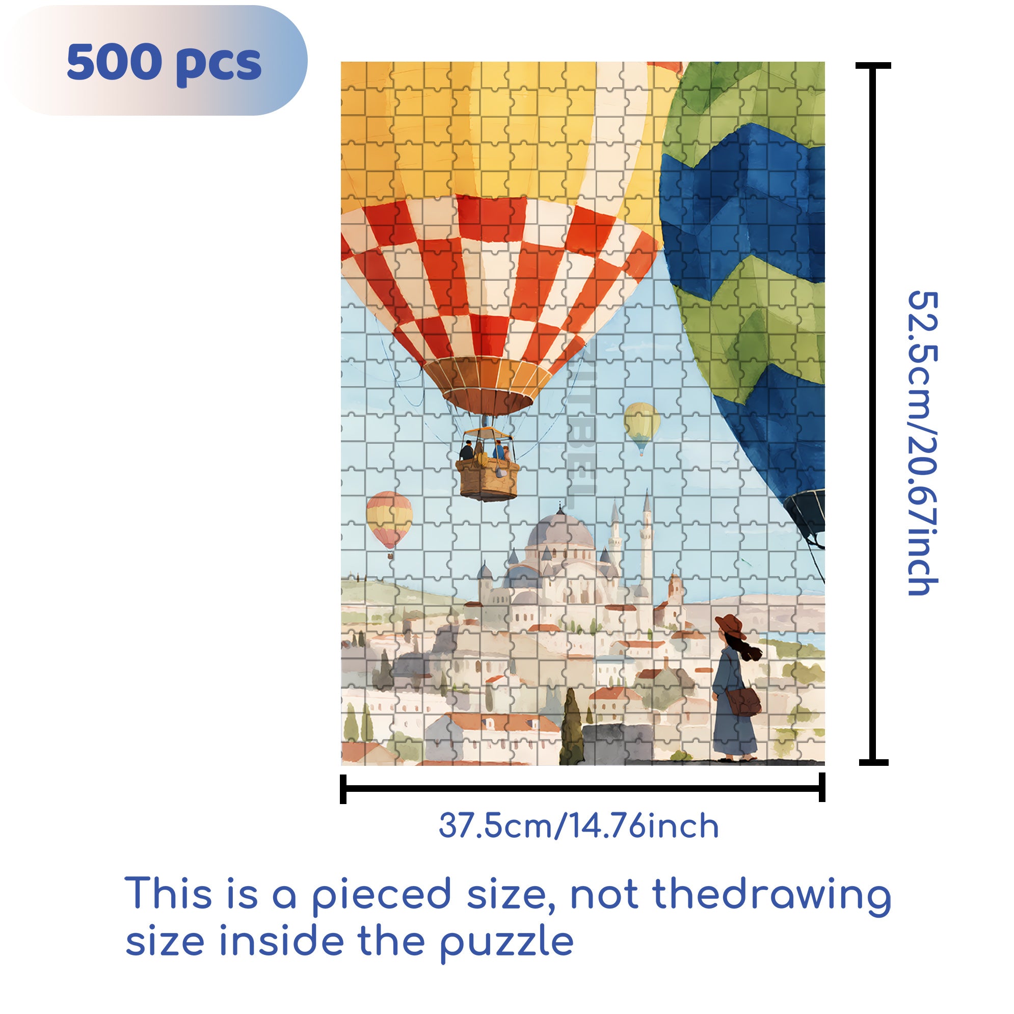Hot Air Balloon 500pcs/1000pcs Jigsaw Puzzle, Scratch-Resistant, Interactive Family Game & Brain-Boosting DIY Decor, Perfect for Halloween, Christmas & New Year Gifts, Family Puzzle Game