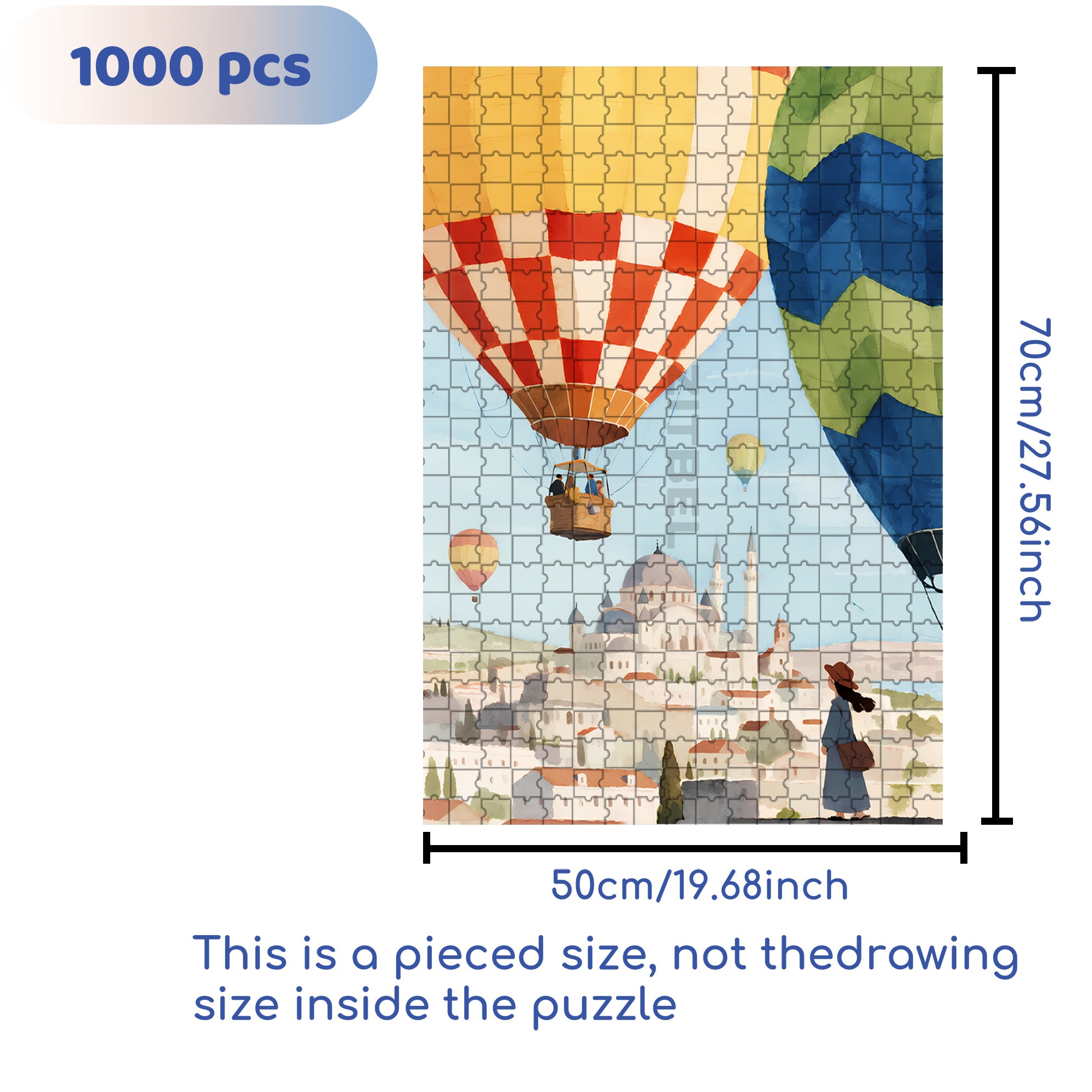 Hot Air Balloon 500pcs/1000pcs Jigsaw Puzzle, Scratch-Resistant, Interactive Family Game & Brain-Boosting DIY Decor, Perfect for Halloween, Christmas & New Year Gifts, Family Puzzle Game