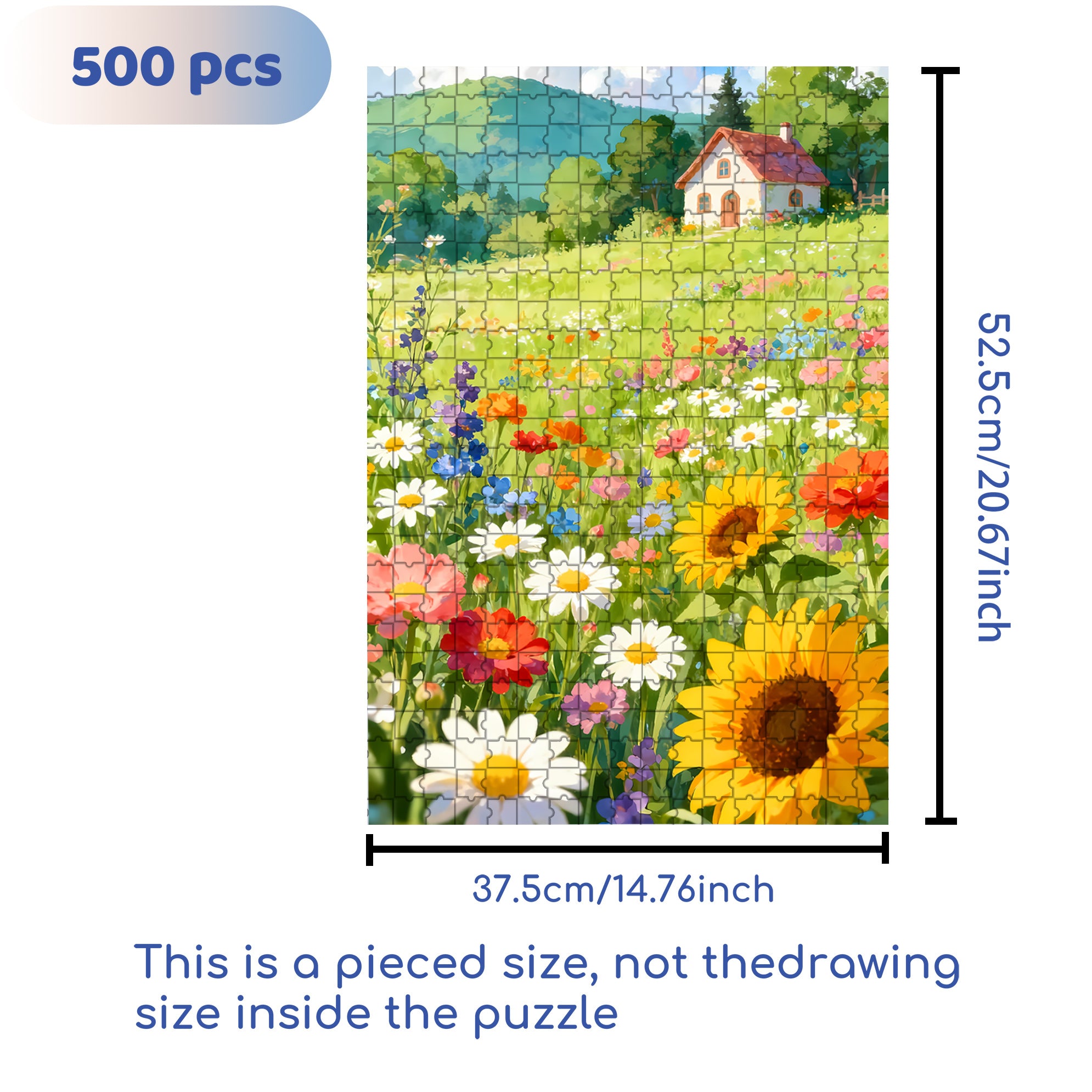 Hut On The Hillside 500pcs/1000pcs Jigsaw Puzzle, Scratch-Resistant, Interactive Family Game & Brain-Boosting DIY Decor, Perfect for Halloween, Christmas & New Year Gifts, Family Puzzle Game