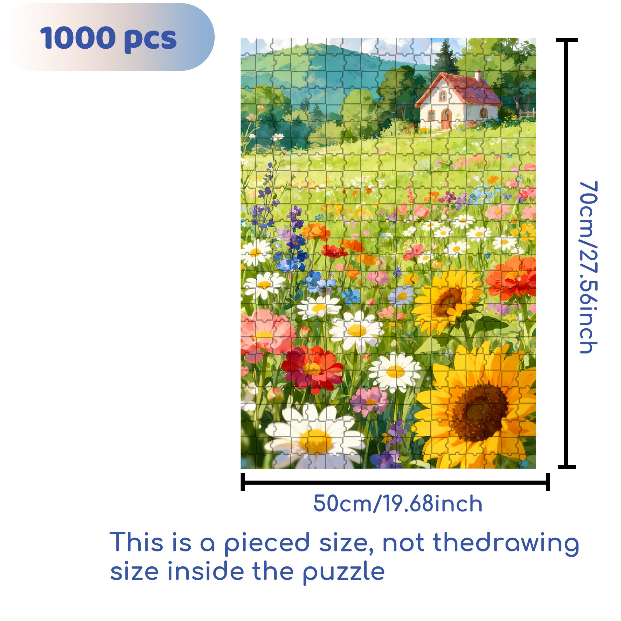 Hut On The Hillside 500pcs/1000pcs Jigsaw Puzzle, Scratch-Resistant, Interactive Family Game & Brain-Boosting DIY Decor, Perfect for Halloween, Christmas & New Year Gifts, Family Puzzle Game