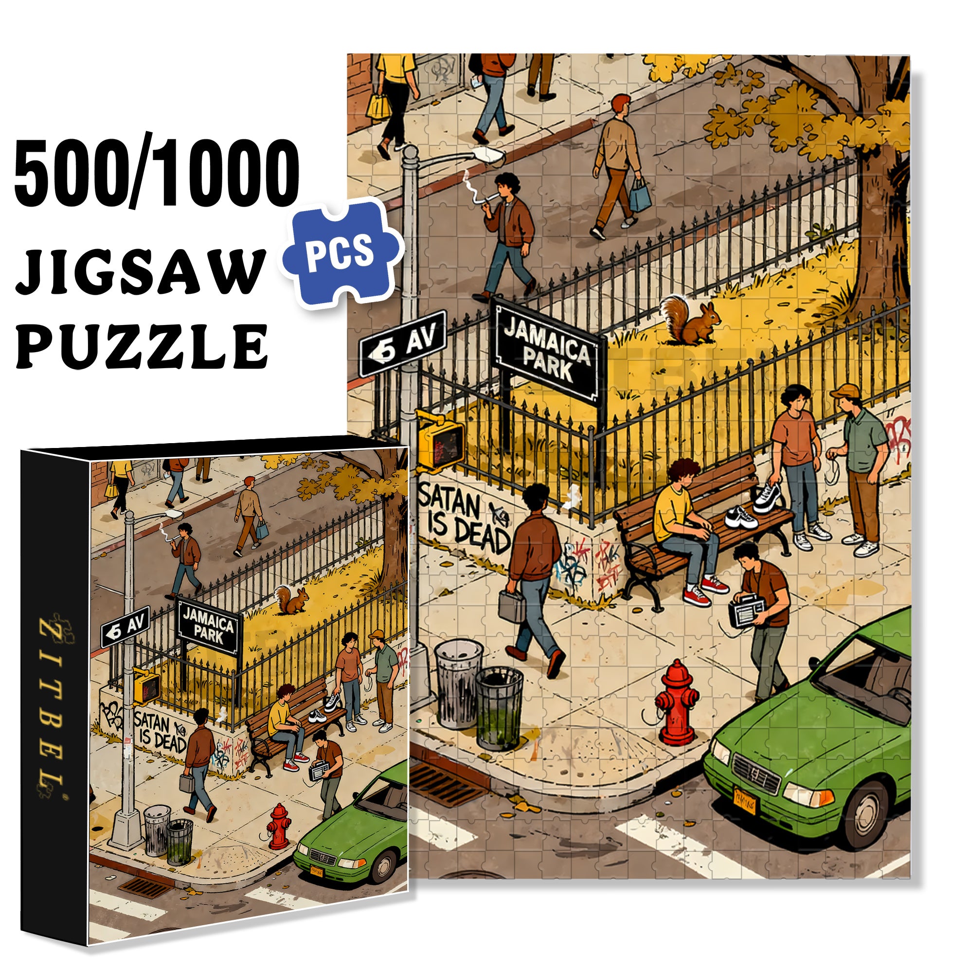 Jamaica Park 500pcs/1000pcs Jigsaw Puzzle, Scratch-Resistant, Interactive Family Game & Brain-Boosting DIY Decor, Perfect for Halloween, Christmas & New Year Gifts, Family Puzzle Game