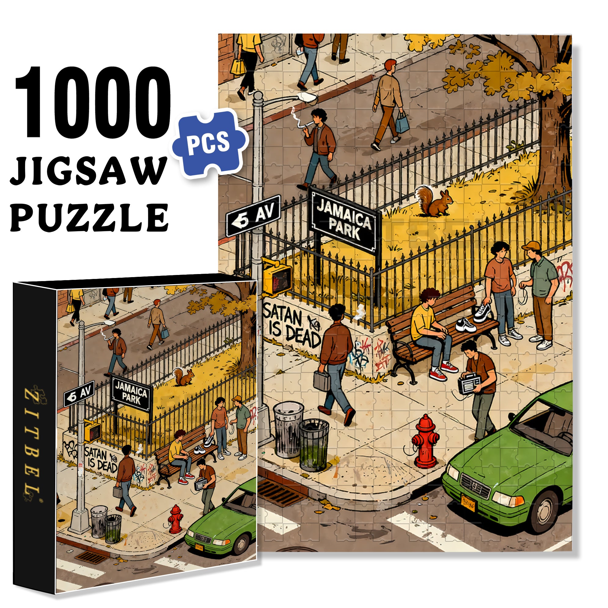 Jamaica Park 500pcs/1000pcs Jigsaw Puzzle, Scratch-Resistant, Interactive Family Game & Brain-Boosting DIY Decor, Perfect for Halloween, Christmas & New Year Gifts, Family Puzzle Game