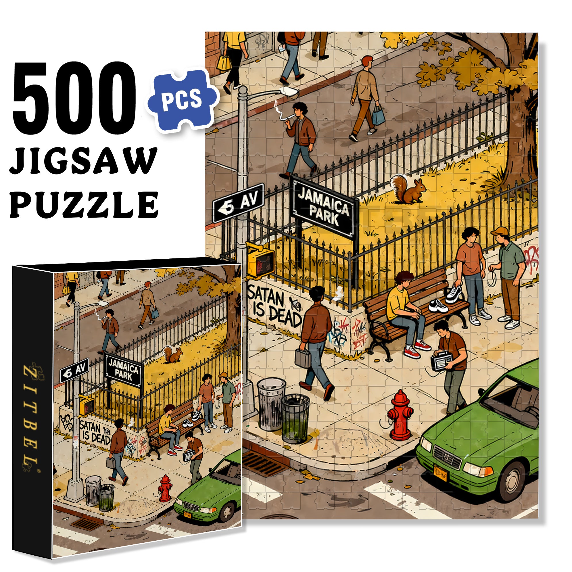 Jamaica Park 500pcs/1000pcs Jigsaw Puzzle, Scratch-Resistant, Interactive Family Game & Brain-Boosting DIY Decor, Perfect for Halloween, Christmas & New Year Gifts, Family Puzzle Game