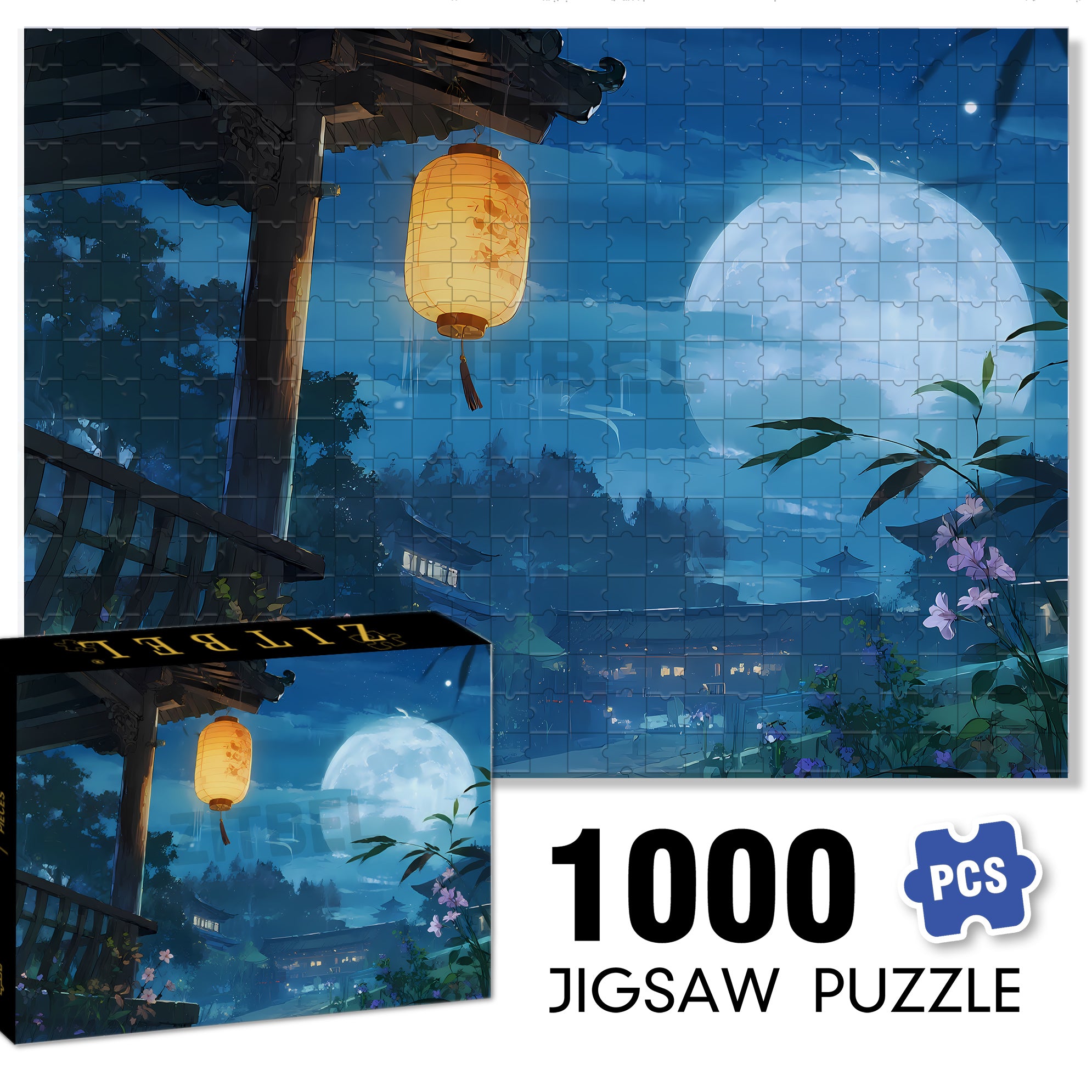 Lantern 500pcs/1000pcs Jigsaw Puzzle, Scratch-Resistant, Interactive Family Game & Brain-Boosting DIY Decor, Perfect for Halloween, Christmas & New Year Gifts, Family Puzzle Game