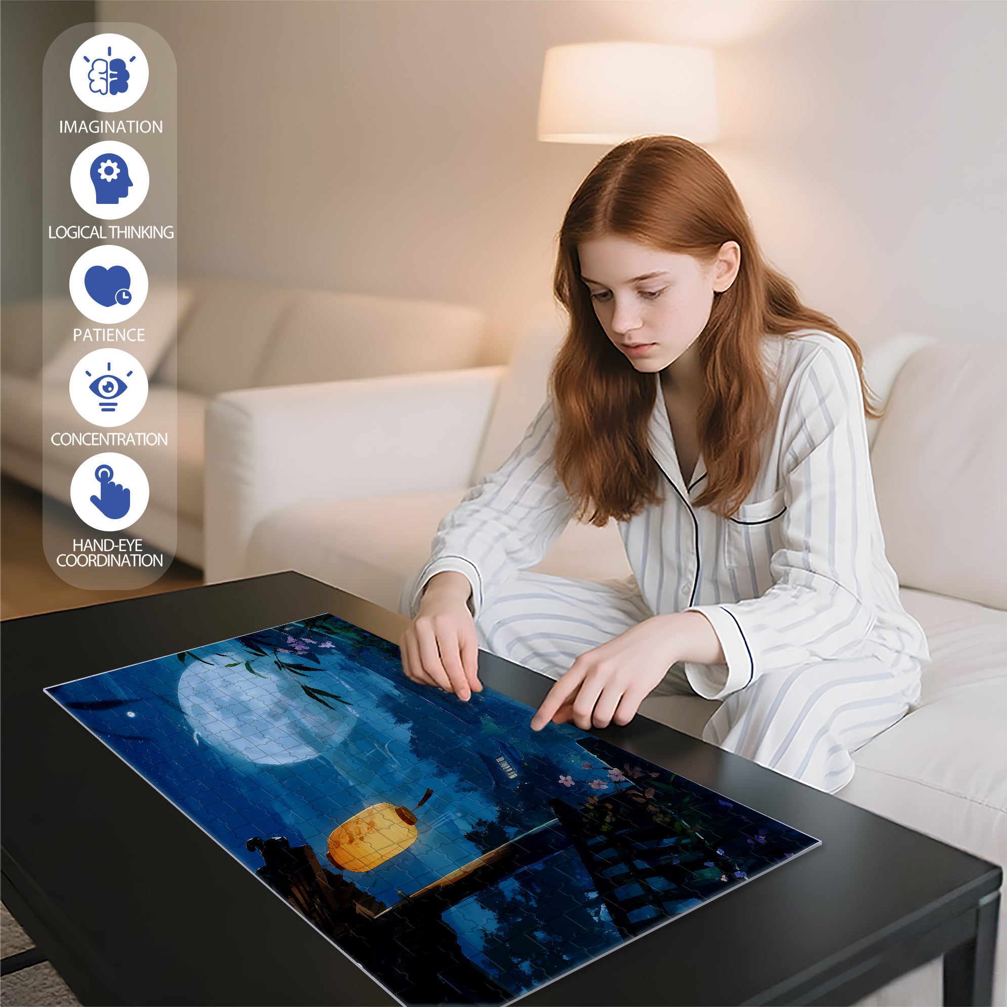 Lantern 500pcs/1000pcs Jigsaw Puzzle, Scratch-Resistant, Interactive Family Game & Brain-Boosting DIY Decor, Perfect for Halloween, Christmas & New Year Gifts, Family Puzzle Game