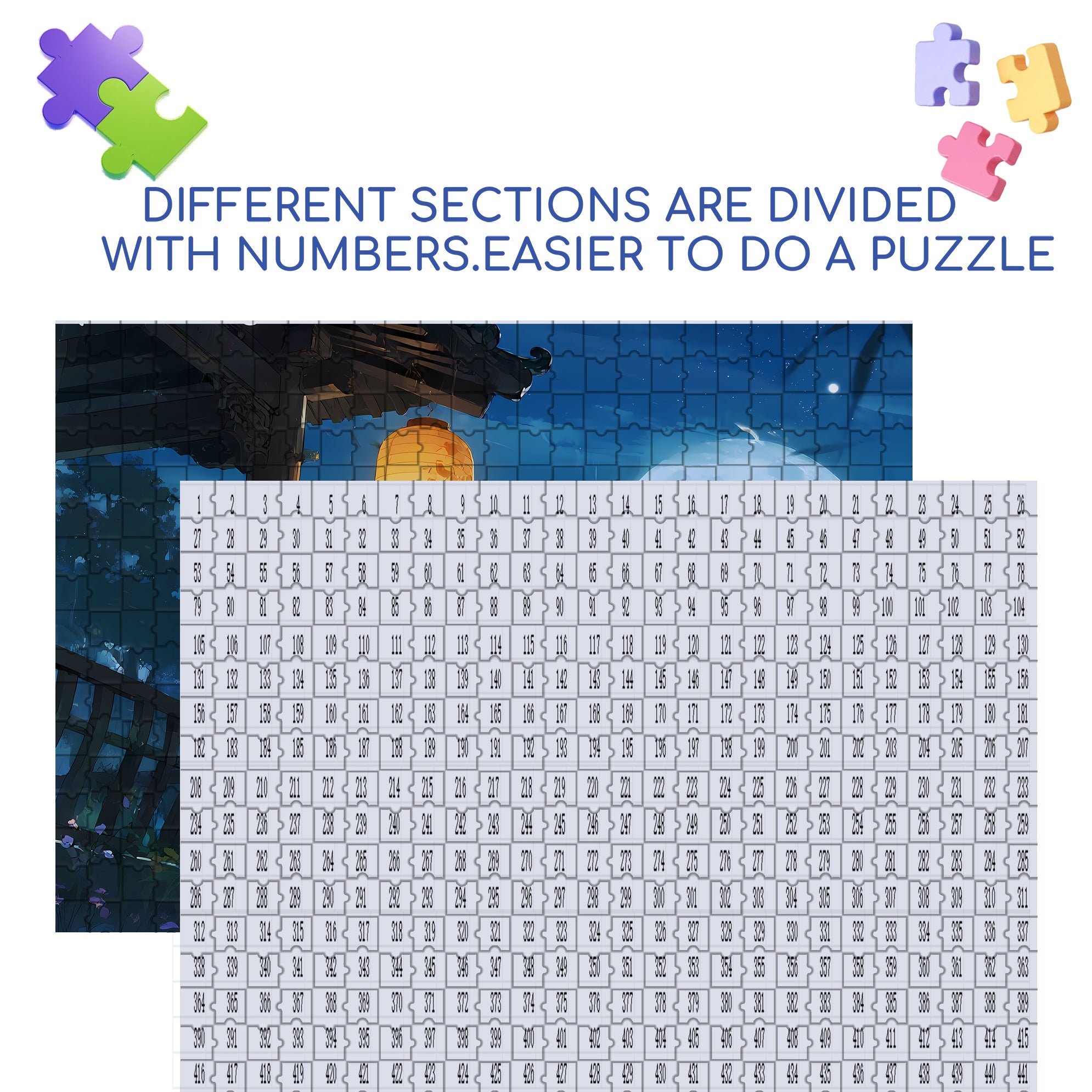 Lantern 500pcs/1000pcs Jigsaw Puzzle, Scratch-Resistant, Interactive Family Game & Brain-Boosting DIY Decor, Perfect for Halloween, Christmas & New Year Gifts, Family Puzzle Game