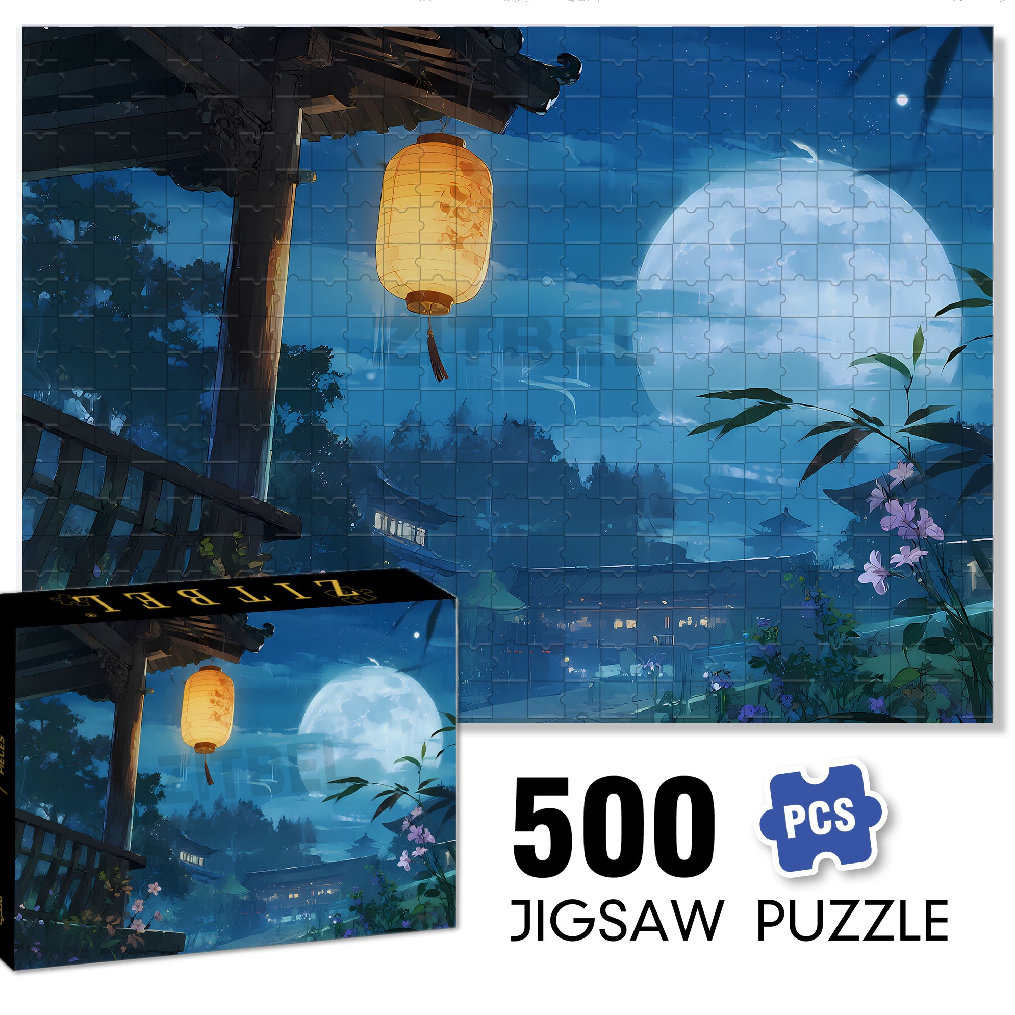 Lantern 500pcs/1000pcs Jigsaw Puzzle, Scratch-Resistant, Interactive Family Game & Brain-Boosting DIY Decor, Perfect for Halloween, Christmas & New Year Gifts, Family Puzzle Game