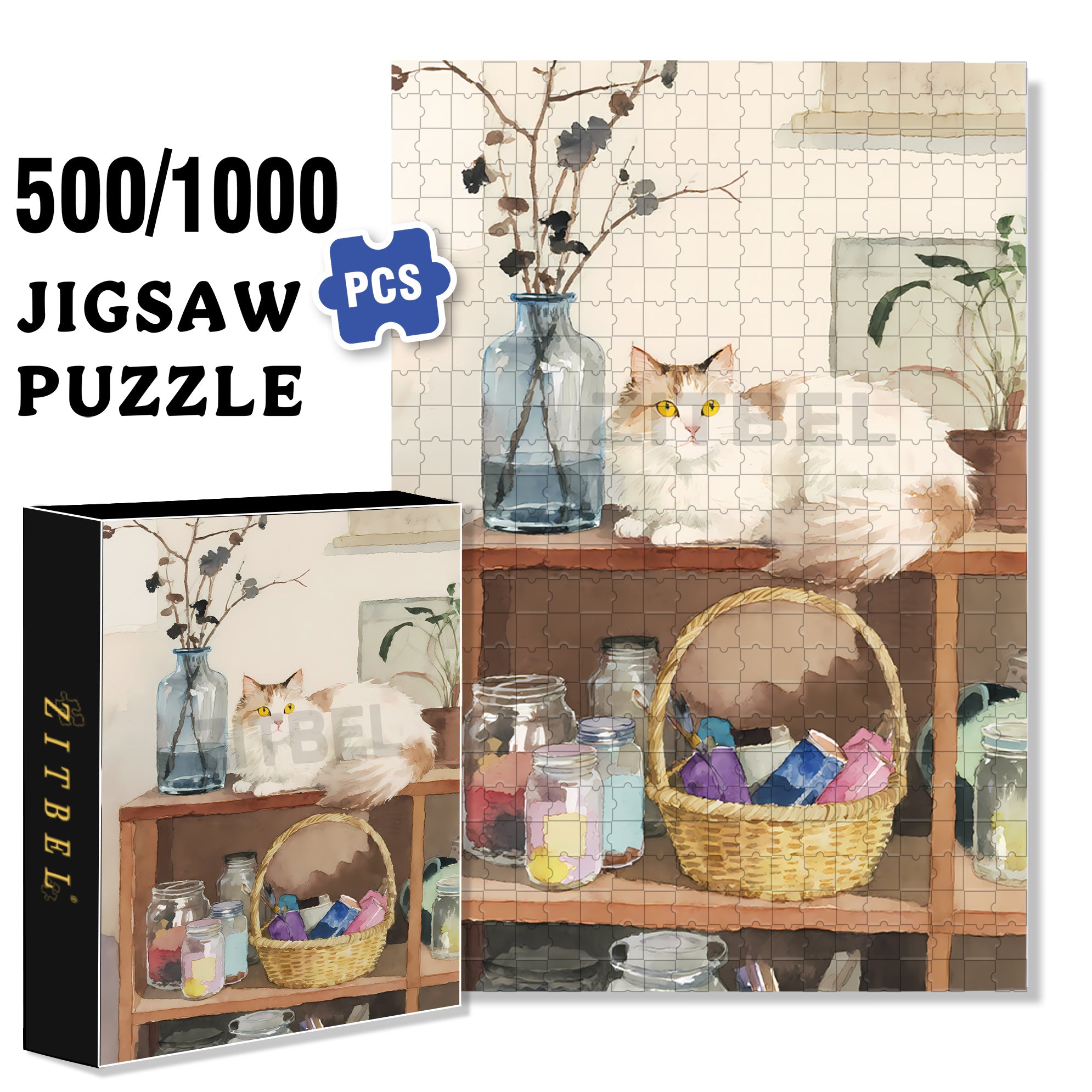 Lovely 500pcs/1000pcs Jigsaw Puzzle, Scratch-Resistant, Interactive Family Game & Brain-Boosting DIY Decor, Perfect for Halloween, Christmas & New Year Gifts, Family Puzzle Game