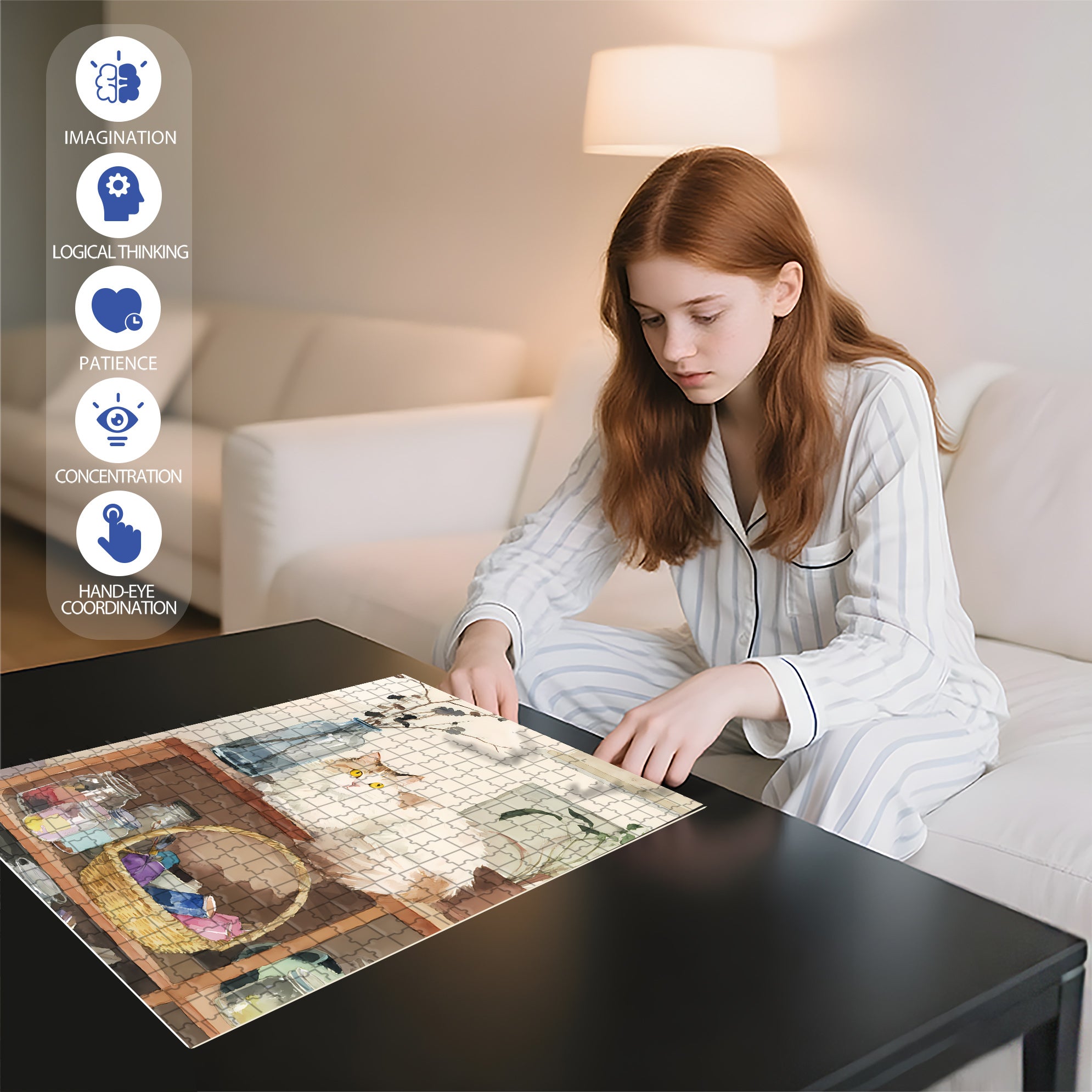Lovely 500pcs/1000pcs Jigsaw Puzzle, Scratch-Resistant, Interactive Family Game & Brain-Boosting DIY Decor, Perfect for Halloween, Christmas & New Year Gifts, Family Puzzle Game