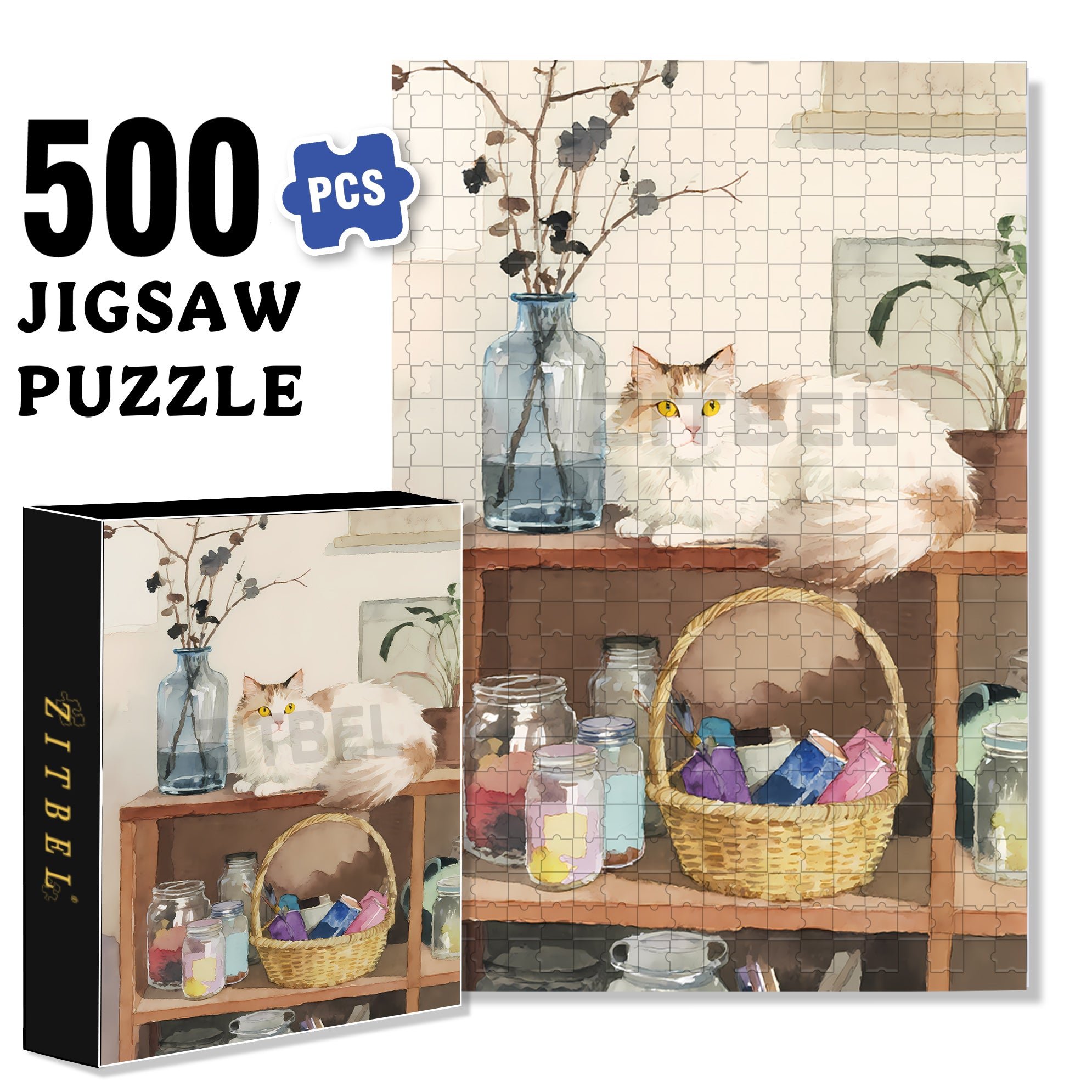 Lovely 500pcs/1000pcs Jigsaw Puzzle, Scratch-Resistant, Interactive Family Game & Brain-Boosting DIY Decor, Perfect for Halloween, Christmas & New Year Gifts, Family Puzzle Game