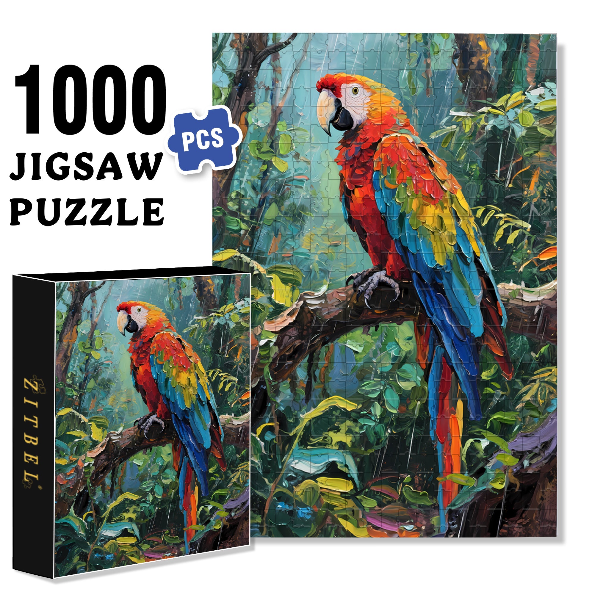 Macaw 500pcs/1000pcs Jigsaw Puzzle, Scratch-Resistant, Interactive Family Game & Brain-Boosting DIY Decor, Perfect for Halloween, Christmas & New Year Gifts, Family Puzzle Game
