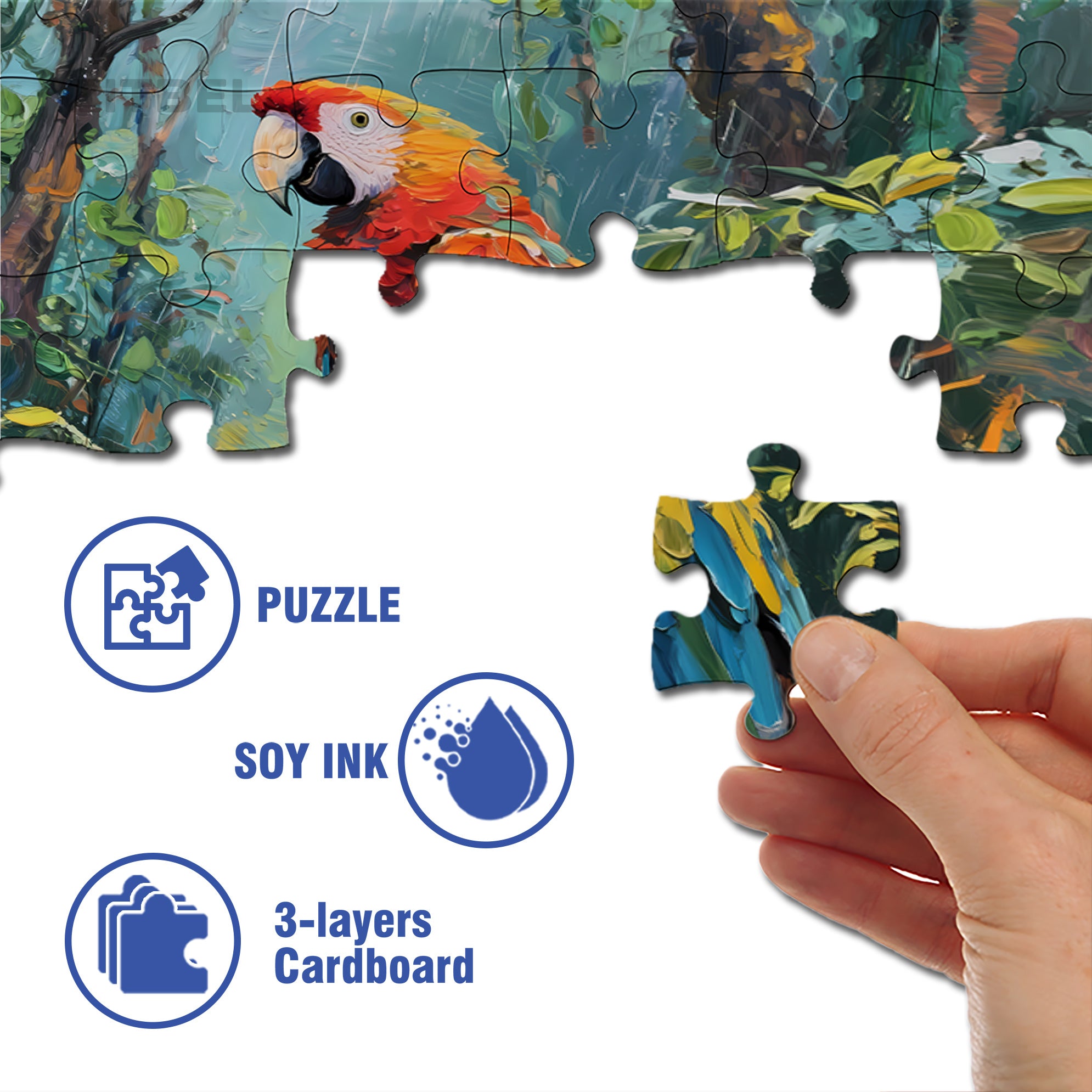 Macaw 500pcs/1000pcs Jigsaw Puzzle, Scratch-Resistant, Interactive Family Game & Brain-Boosting DIY Decor, Perfect for Halloween, Christmas & New Year Gifts, Family Puzzle Game