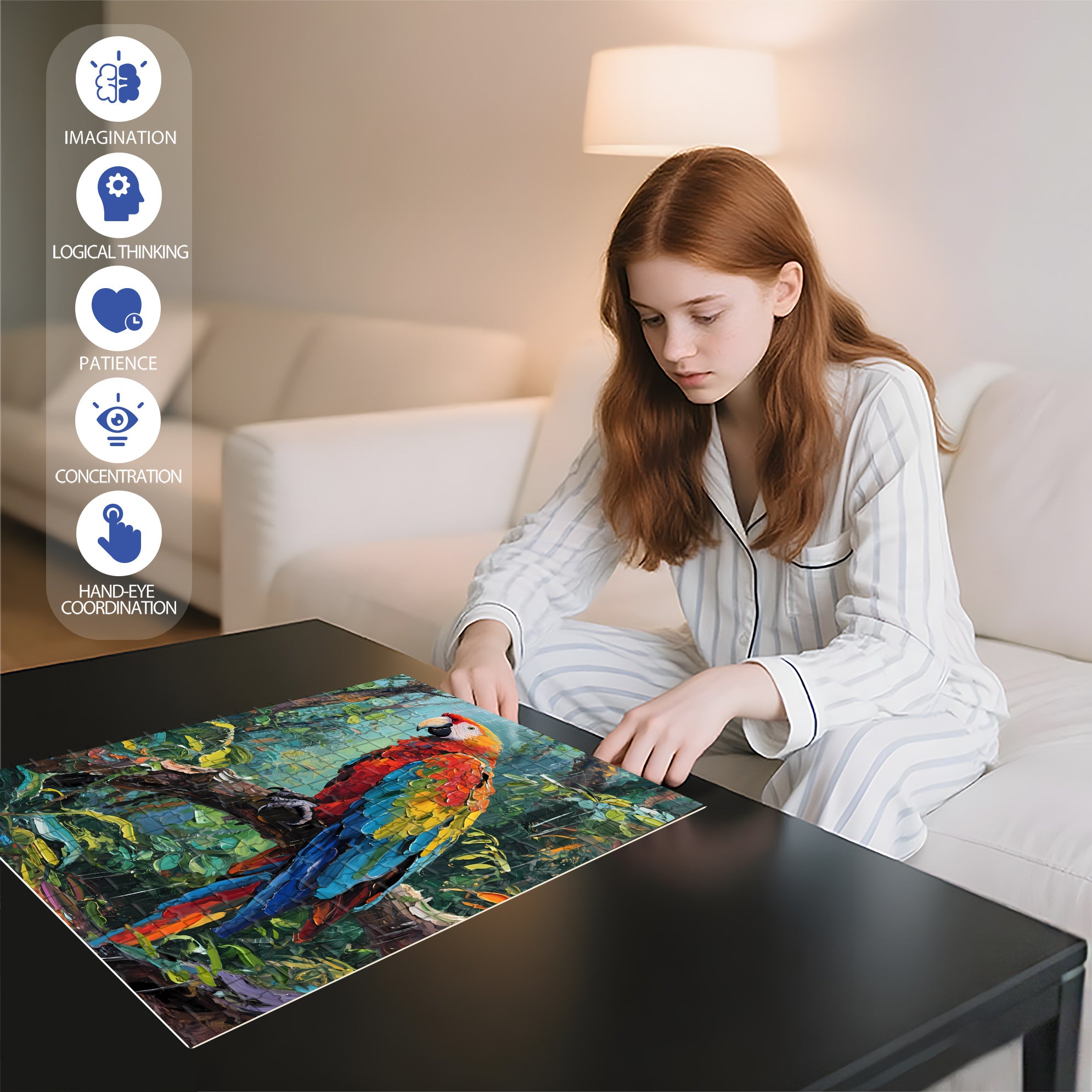 Macaw 500pcs/1000pcs Jigsaw Puzzle, Scratch-Resistant, Interactive Family Game & Brain-Boosting DIY Decor, Perfect for Halloween, Christmas & New Year Gifts, Family Puzzle Game